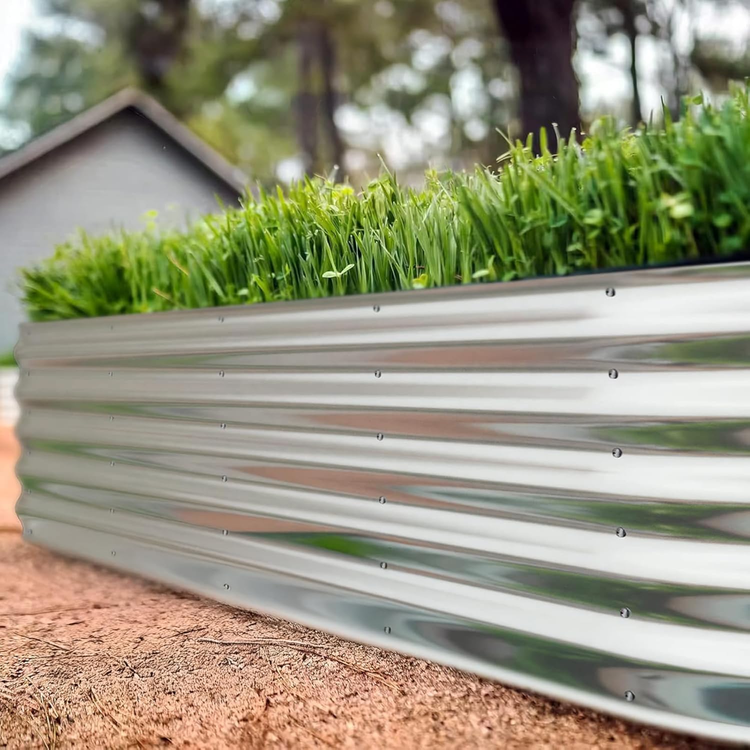 UNIGARDIA Aiuola Rialzata in Metallo 240x60x43 cm, Argento - immagine 5