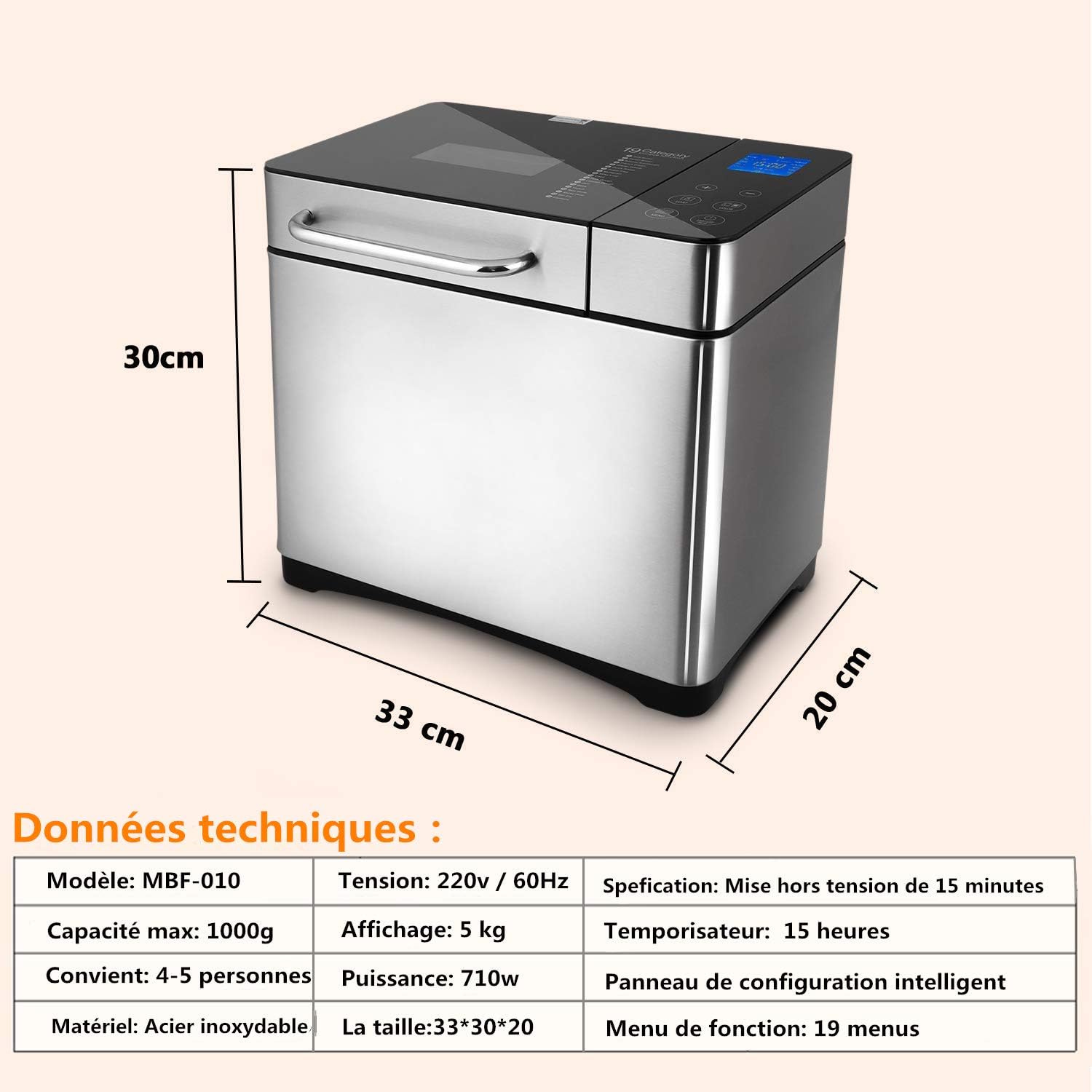COOCHEER Macchina per il Pane Automatica 19 Programmi - immagine 6