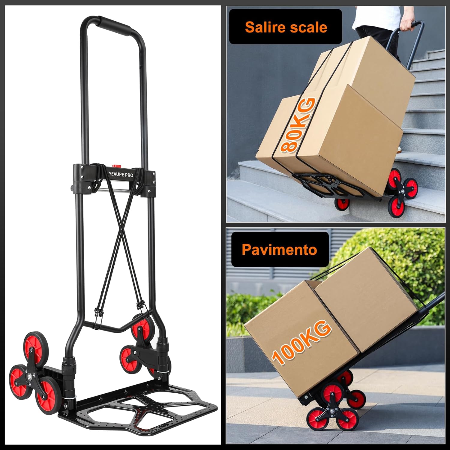 Yeaupe Pro Carrello Portapacchi Pieghevole per Scale - immagine 2
