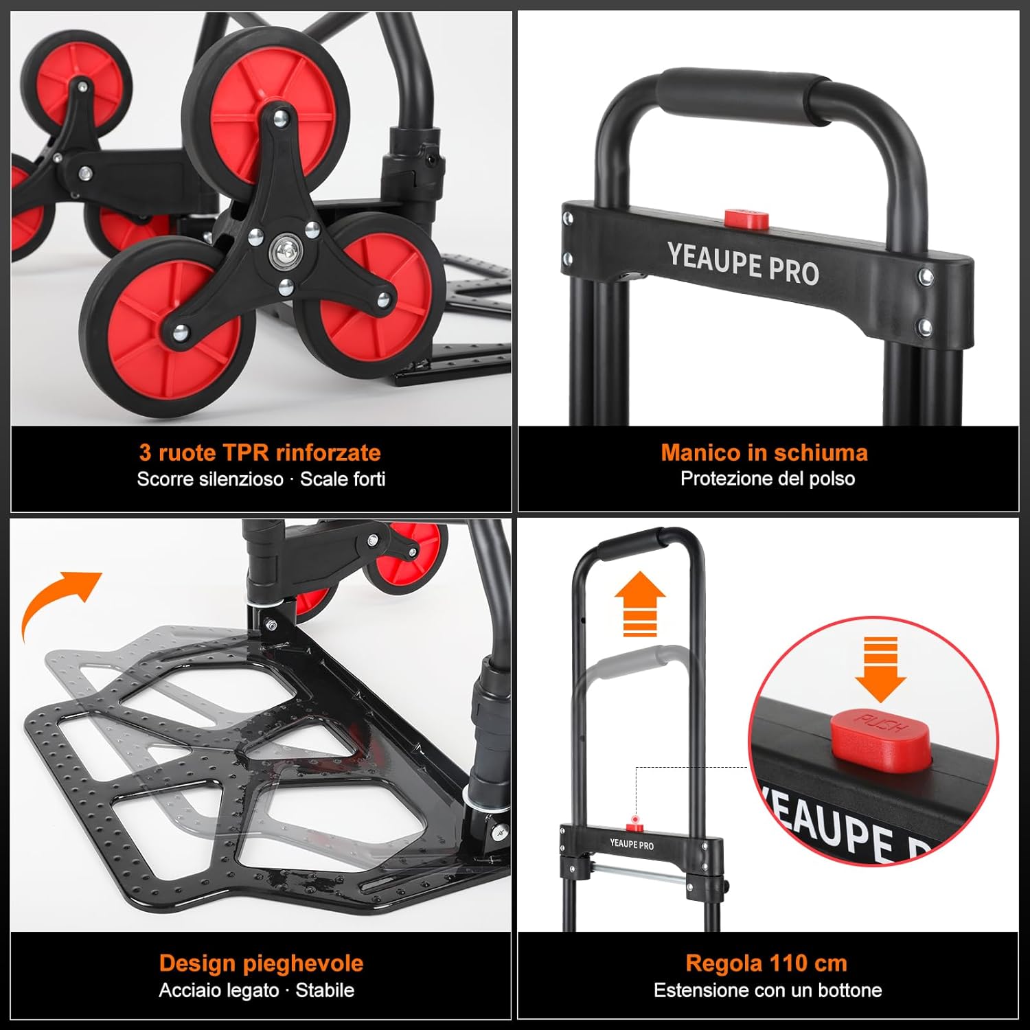 Yeaupe Pro Carrello Portapacchi Pieghevole per Scale - immagine 3