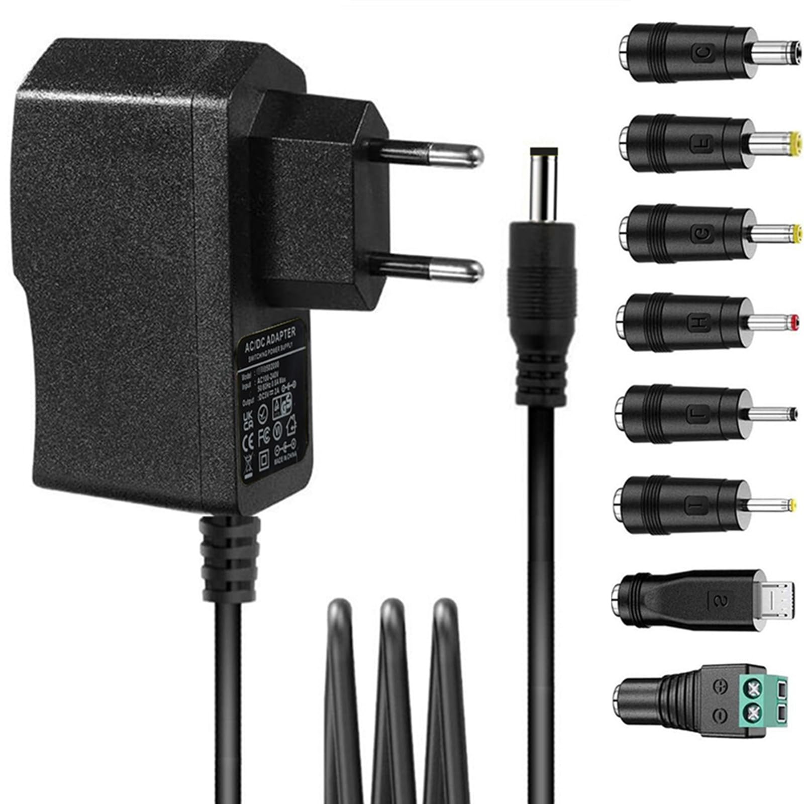 Adattatore CA Alimentatore 6V 2A con 8 Spine