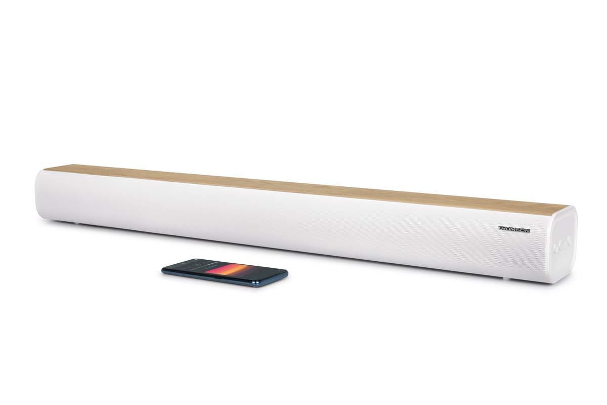 Thomson SB401BT Soundbar 200W - Bluetooth 5.0, Bianco & Legno