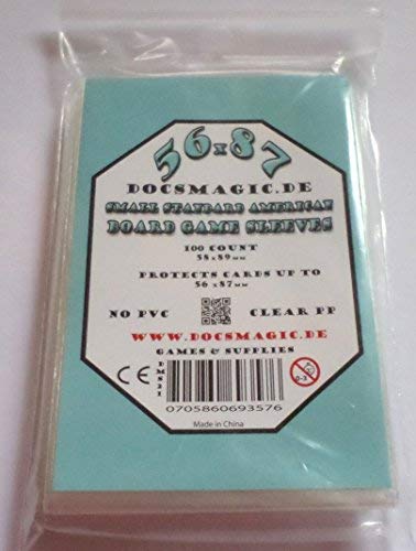 docsmagic.de 100 Small Standard American Board Game Sleeves - 56 x 87 - US - 58 x 89
