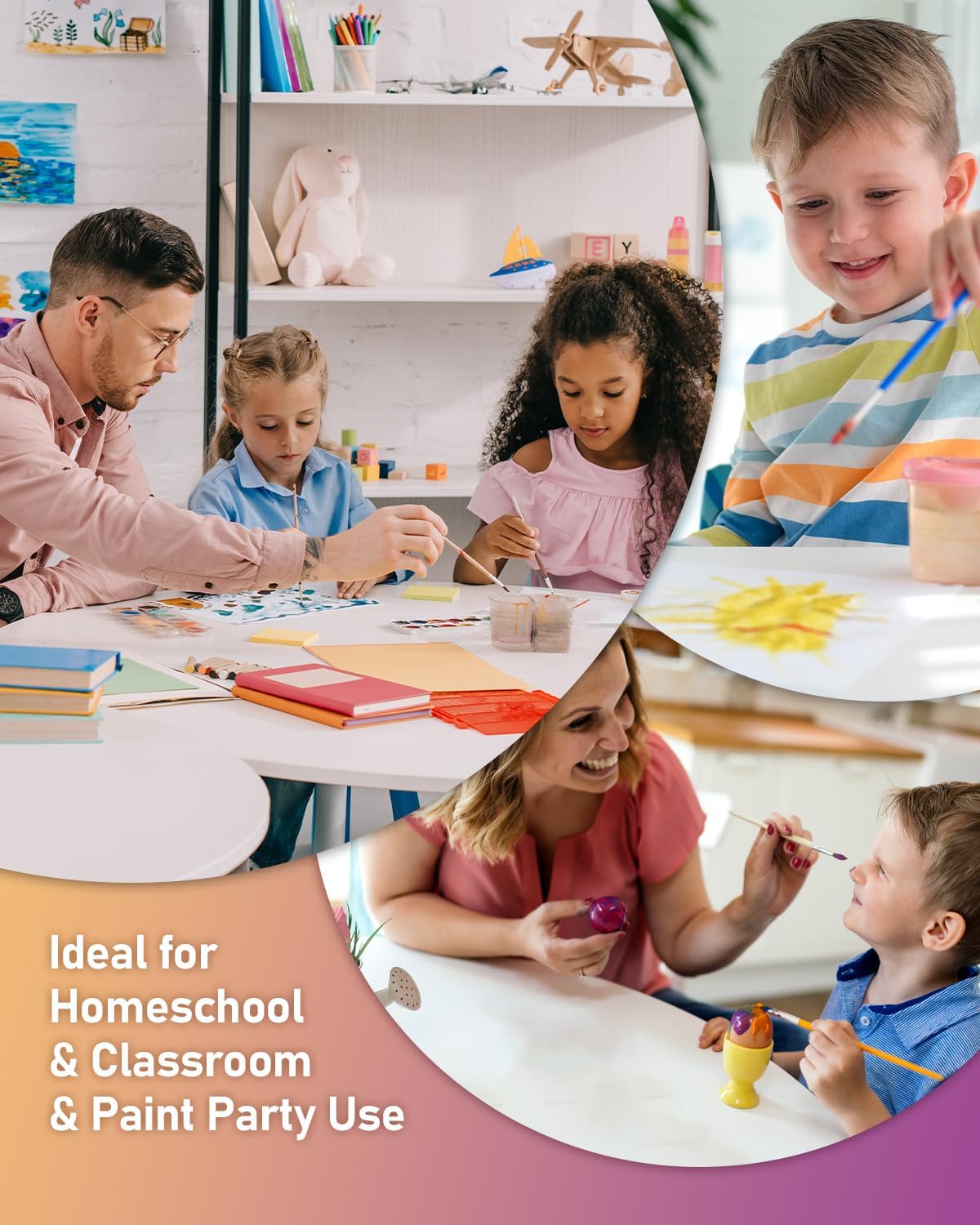 Nicpro 14 Colori Acrilici Lavabili per Bambini 500ml - immagine 5