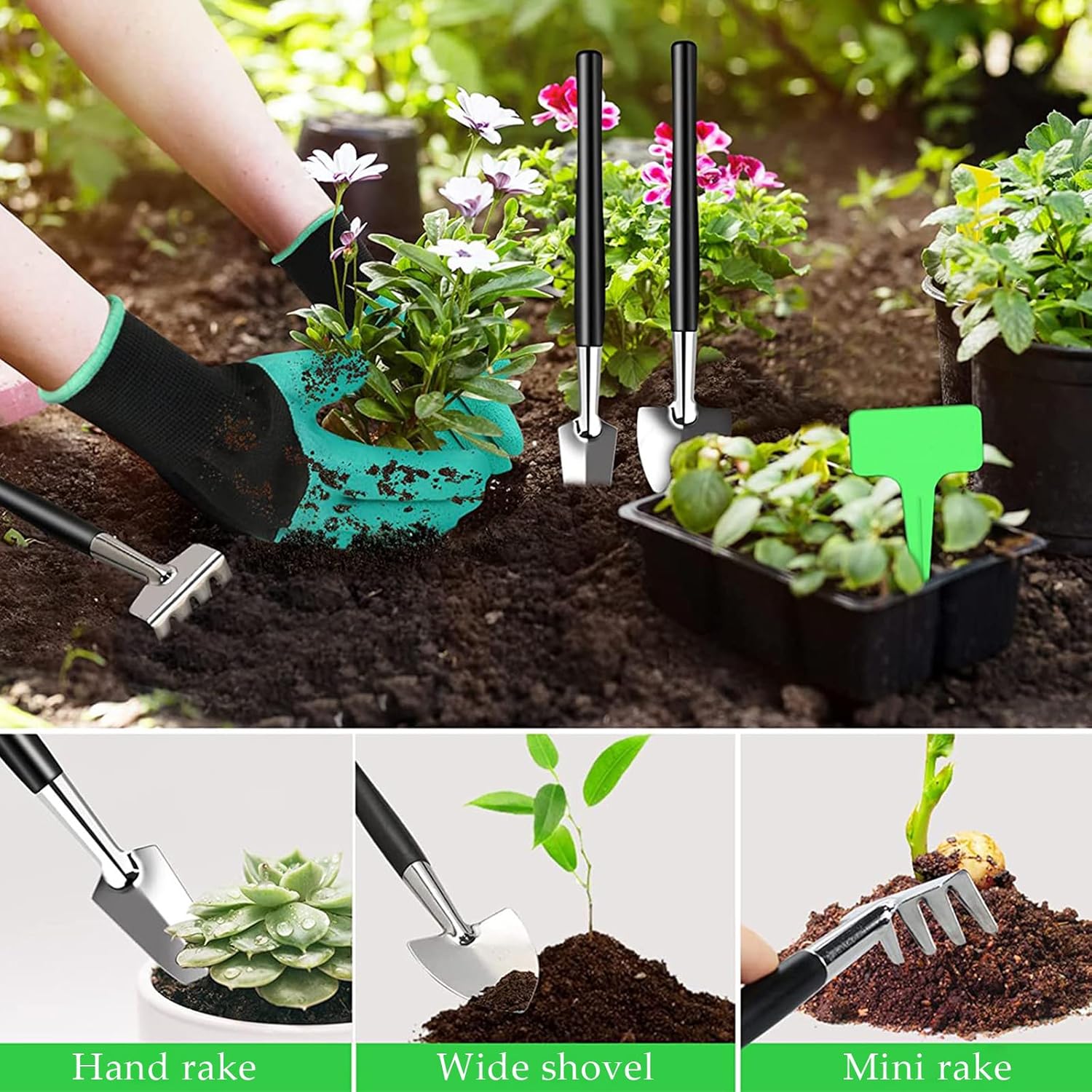 Set di Attrezzi da Giardinaggio 24 Pezzi con Borsa - immagine 4