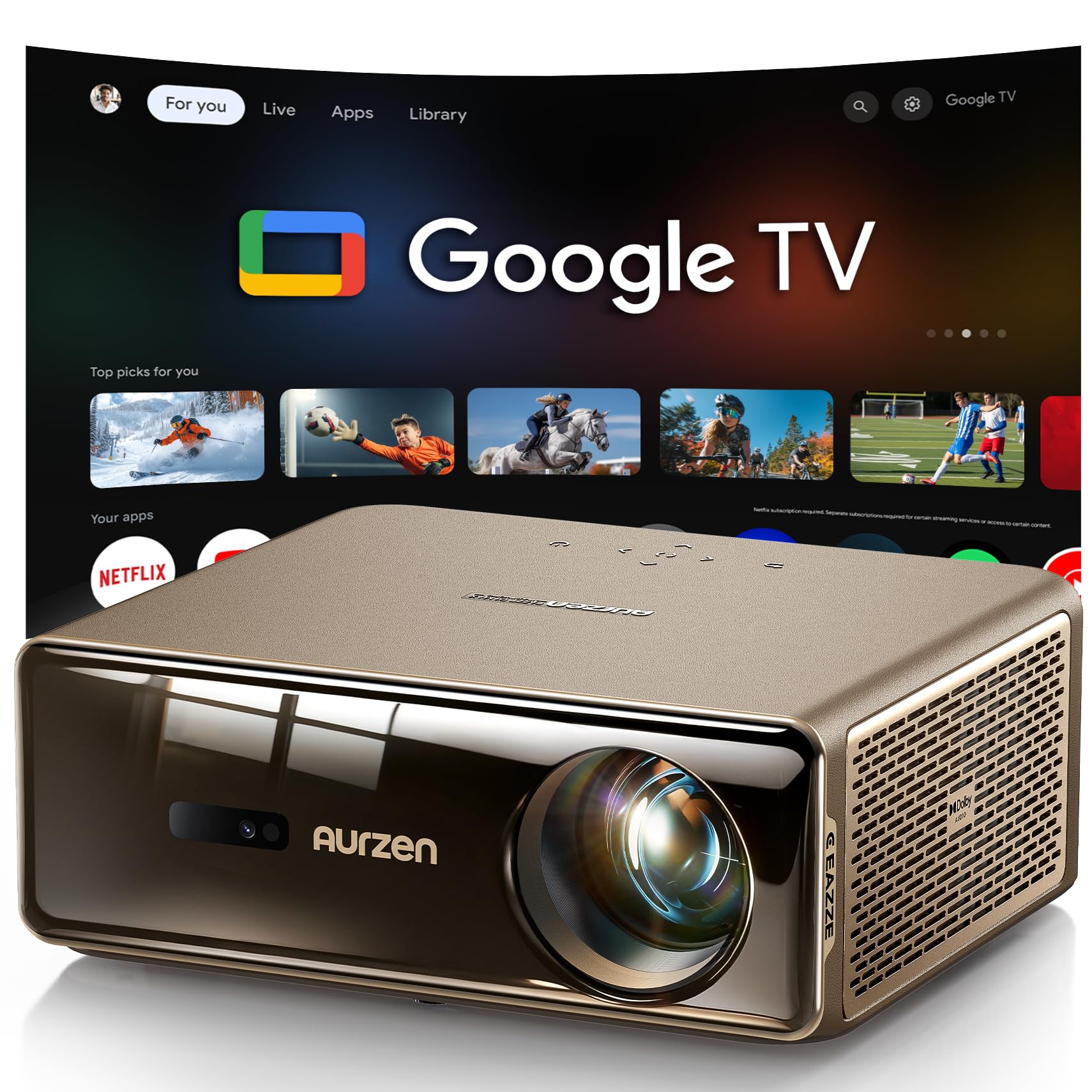Aurzen EAZZE D1 MAX Proiettore con Google TV 14.0
