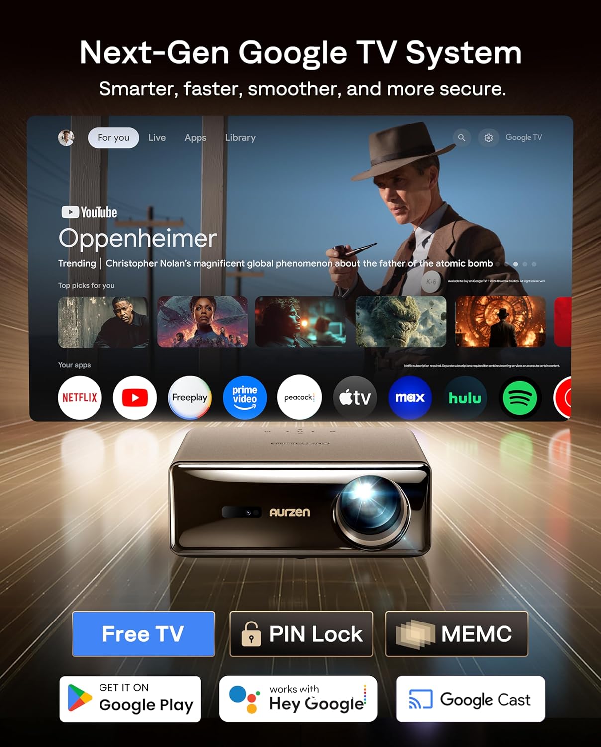 Aurzen EAZZE D1 MAX Proiettore con Google TV 14.0 - immagine 3