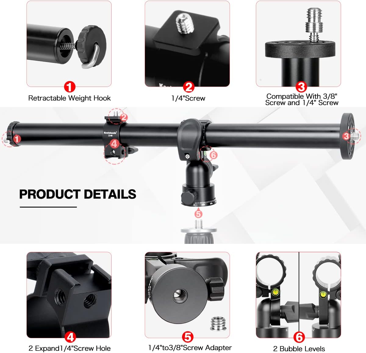 Koolehaoda Braccio Treppiede per Fotocamera 42cm - immagine 5