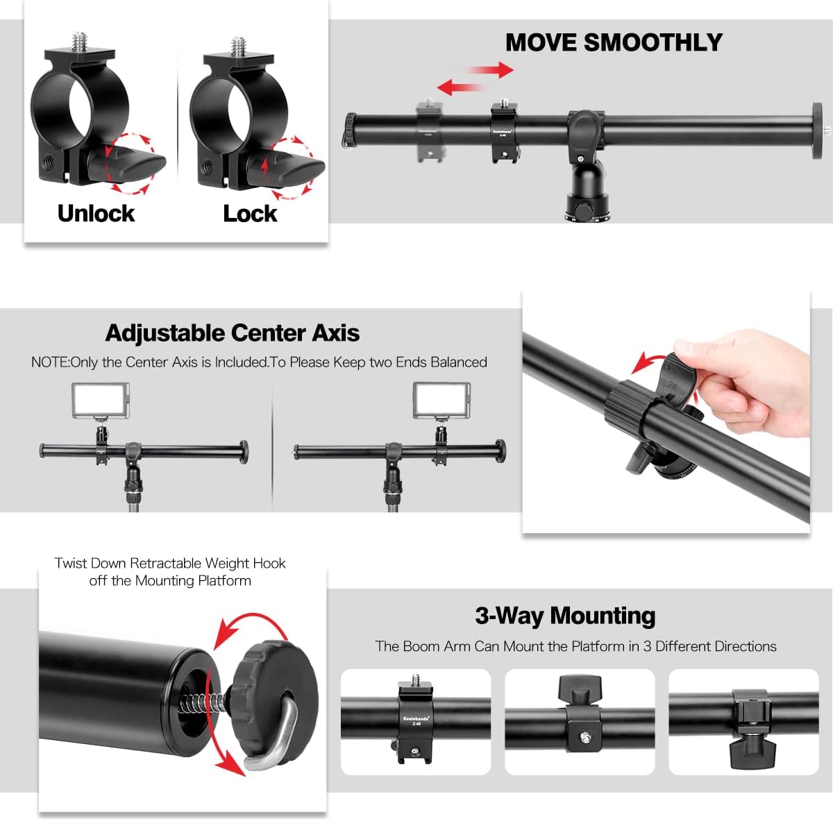Koolehaoda Braccio Treppiede per Fotocamera 42cm - immagine 6