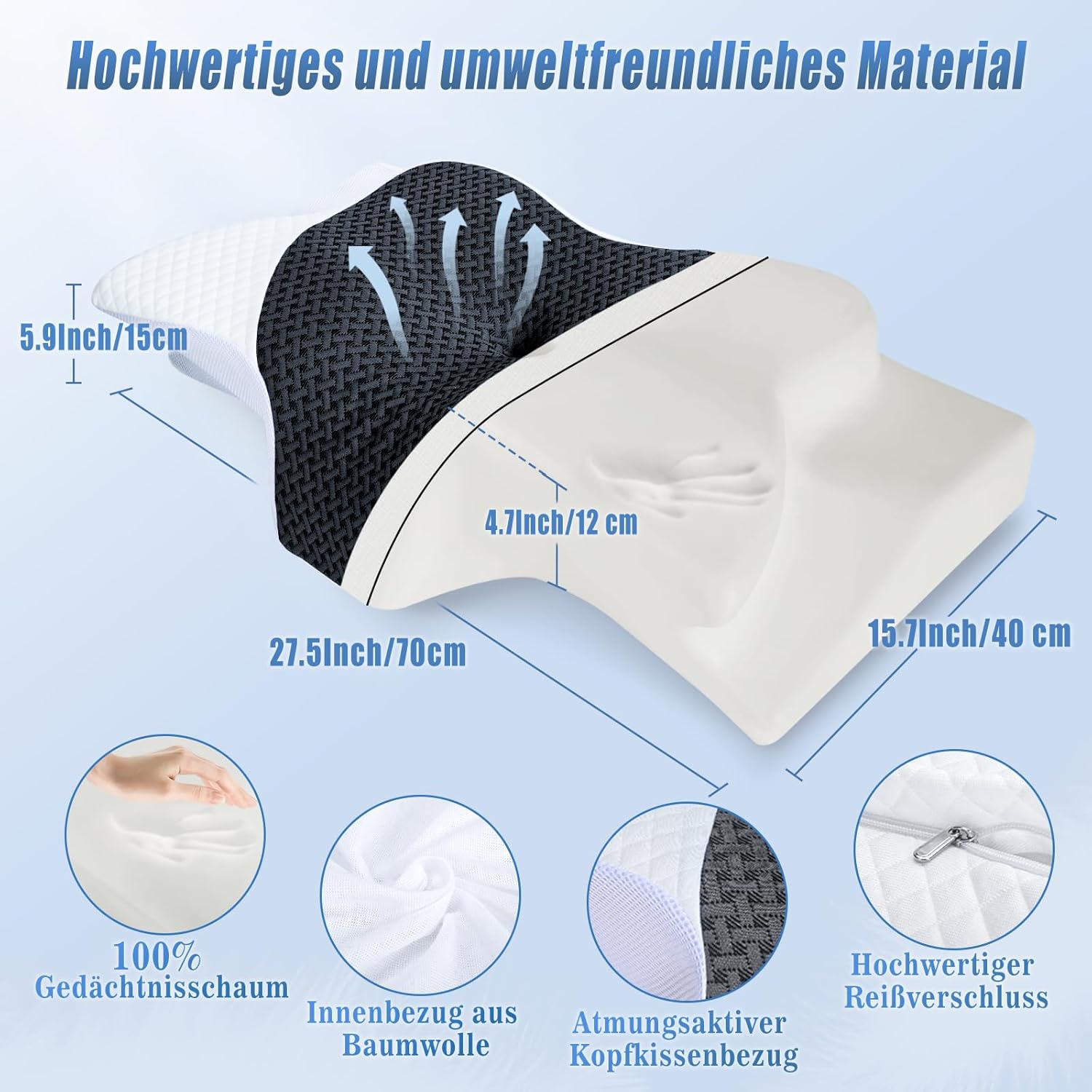 Saheyer Cuscino Cervicale Ergonomico 70x40cm - immagine 6