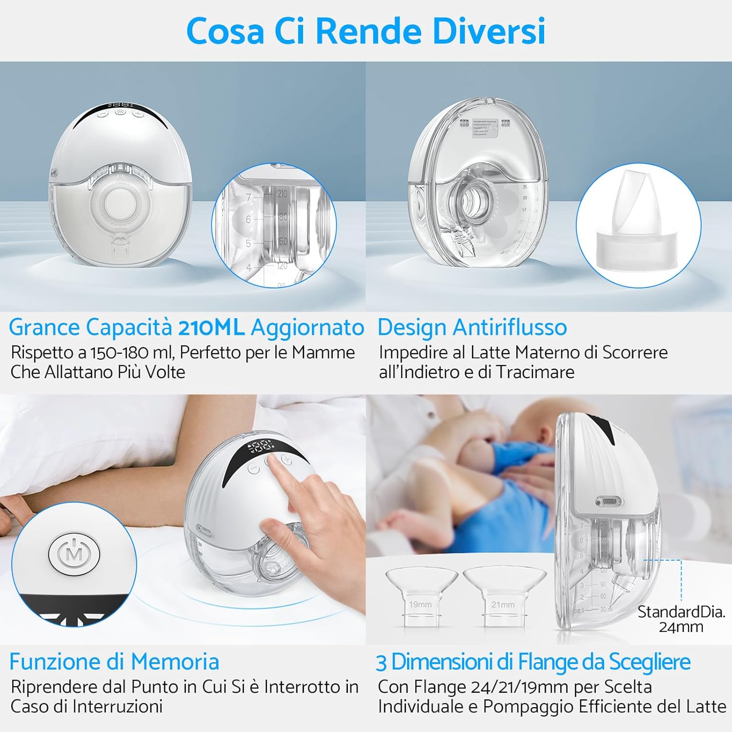 Esynic Tiralatte Elettrico Indossabile 210ML - immagine 3