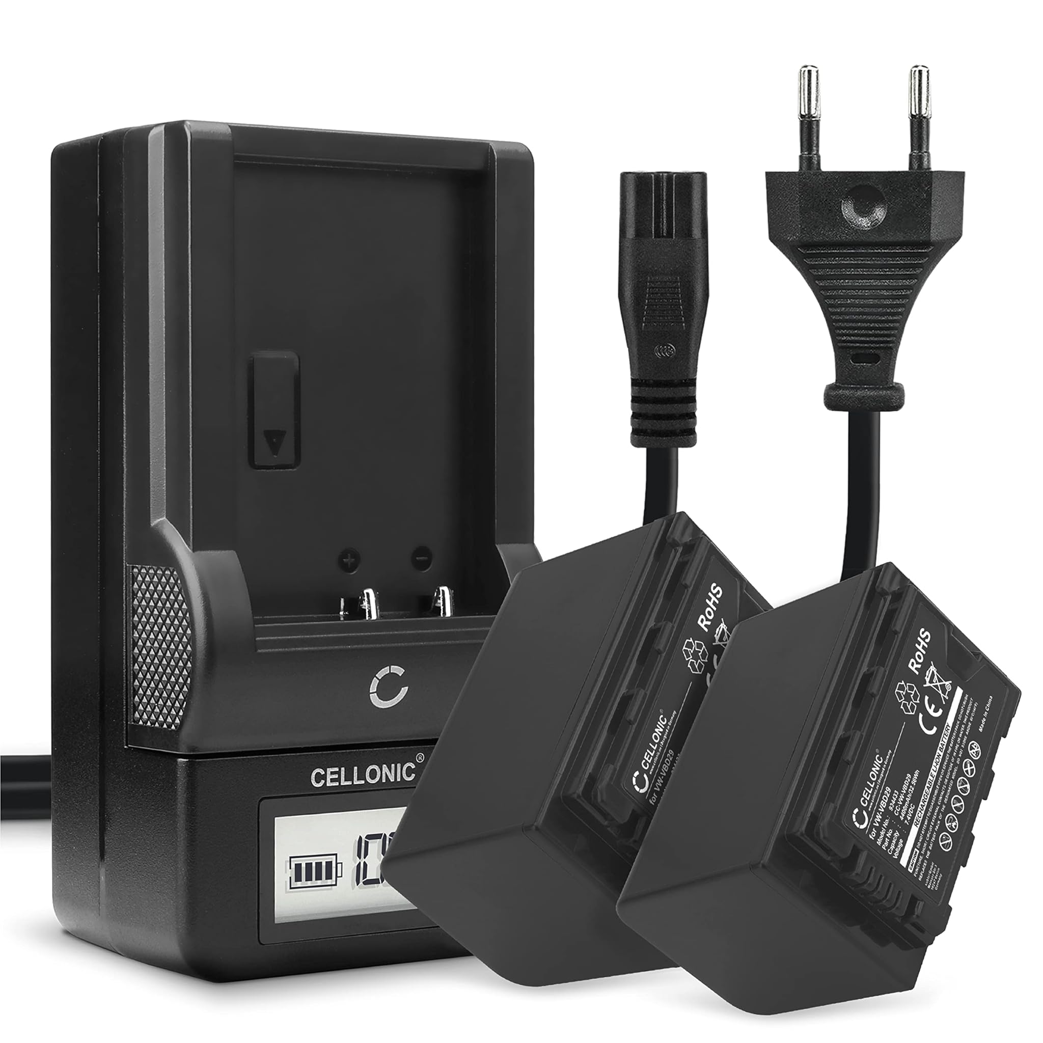 Cellonic Batteria per Fotocamera Panasonic 2 Pezzi + Caricabatterie