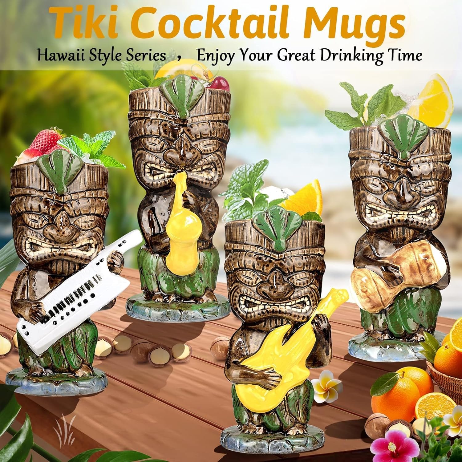 [Set regalo] Tiki Bicchieri Tazze per Cocktail - Set 4 - immagine 2