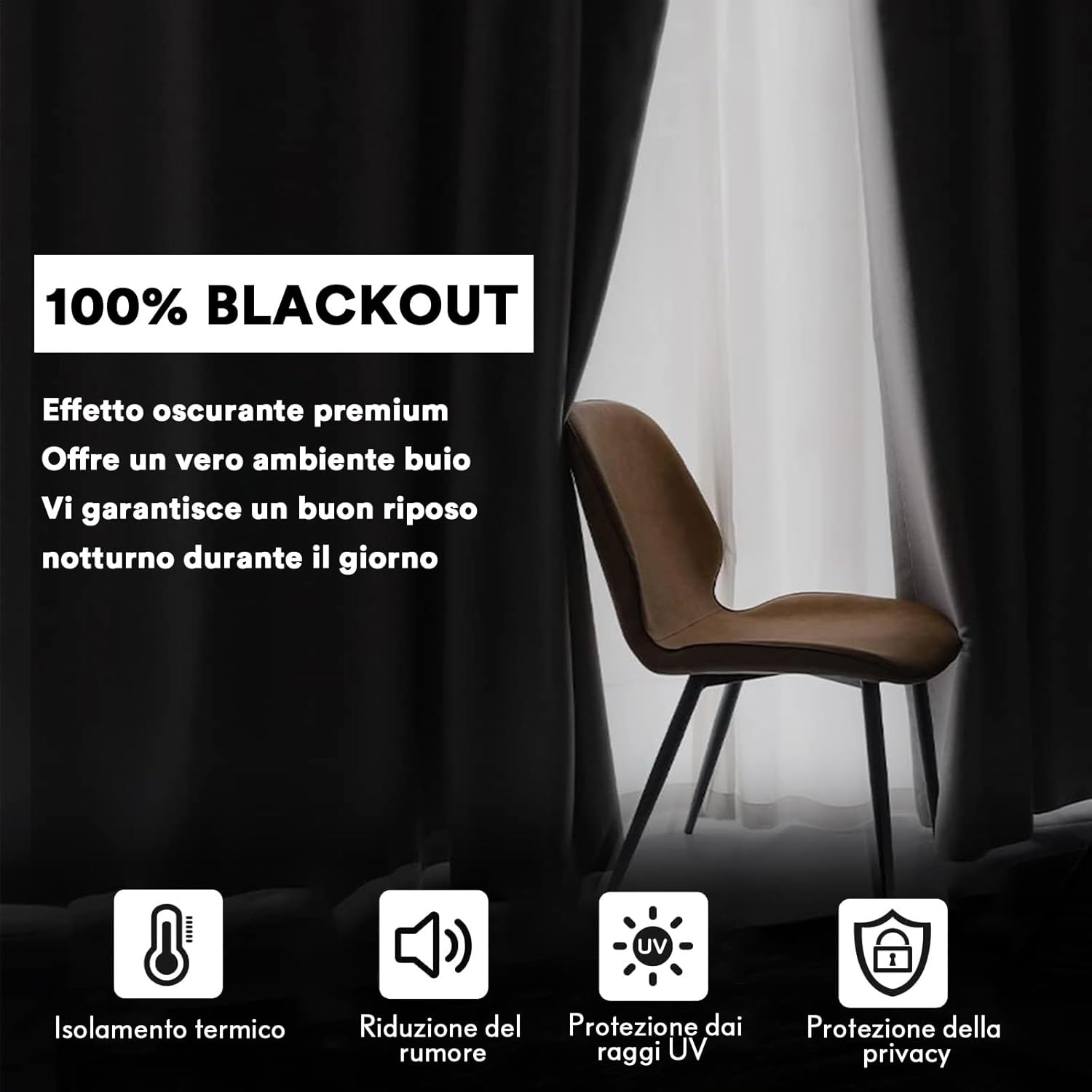 Bellahills Tende Oscuranti con Anelli 2 Pezzi L140xH145 cm - immagine 2