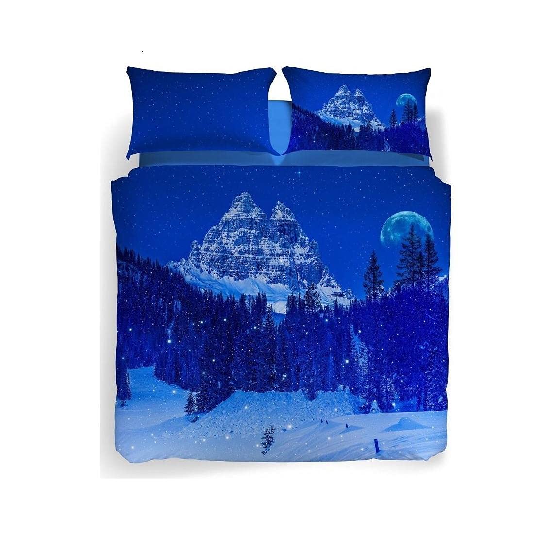 Caleffi - Completo-copripiumino Snow in the blue nigh Fotografico Matrimoniale