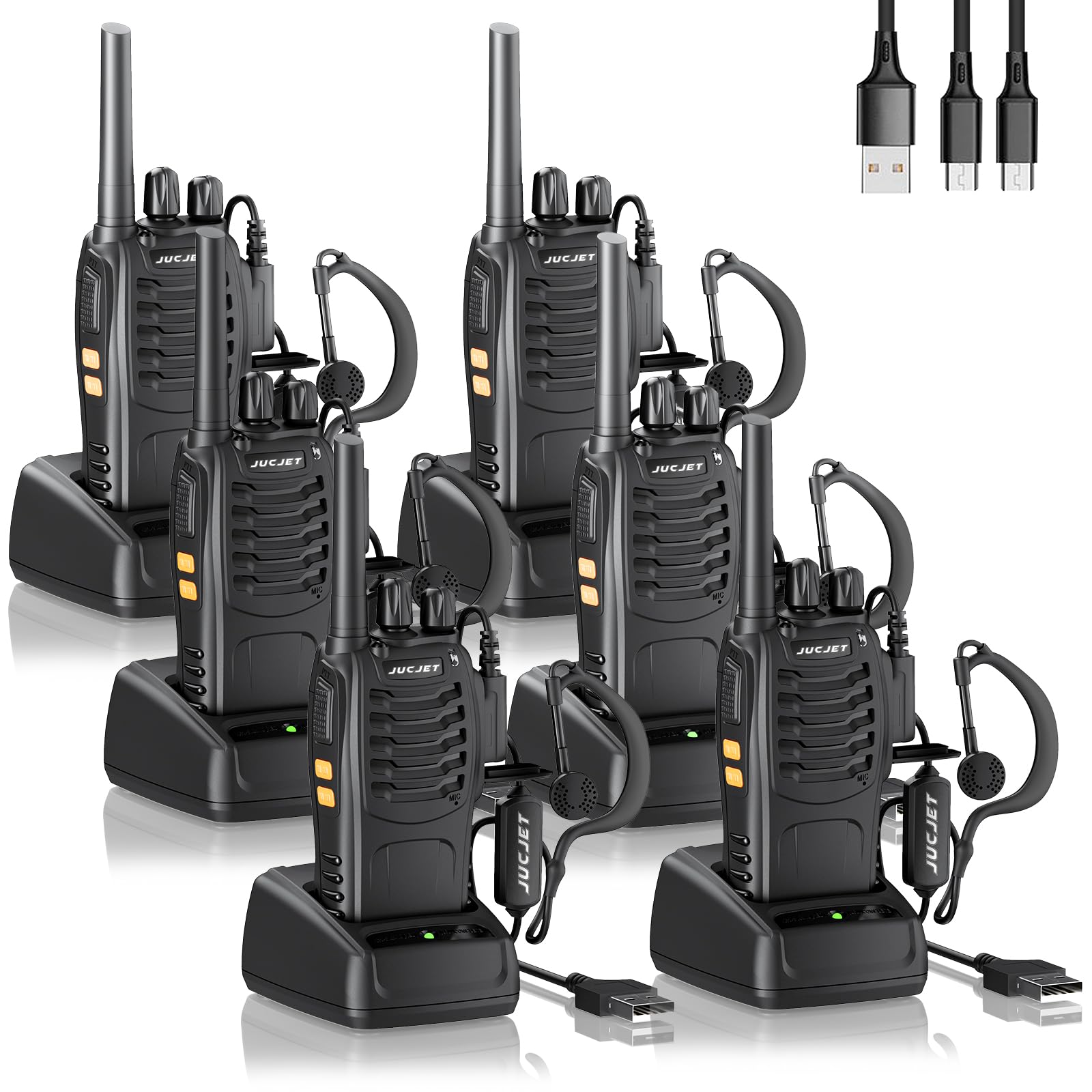Walkie Talkies 88E PMR446 Senza Licenza (6 pezzi, Nero)