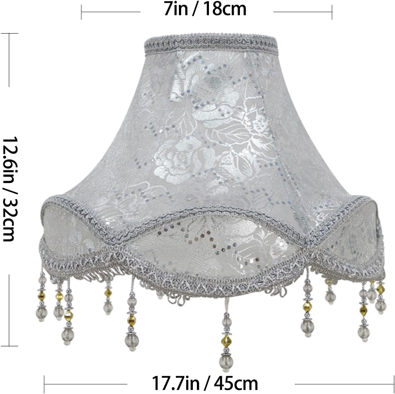 Paralume in Stile Retrò da Palazzo 45cm, Argento - immagine 2