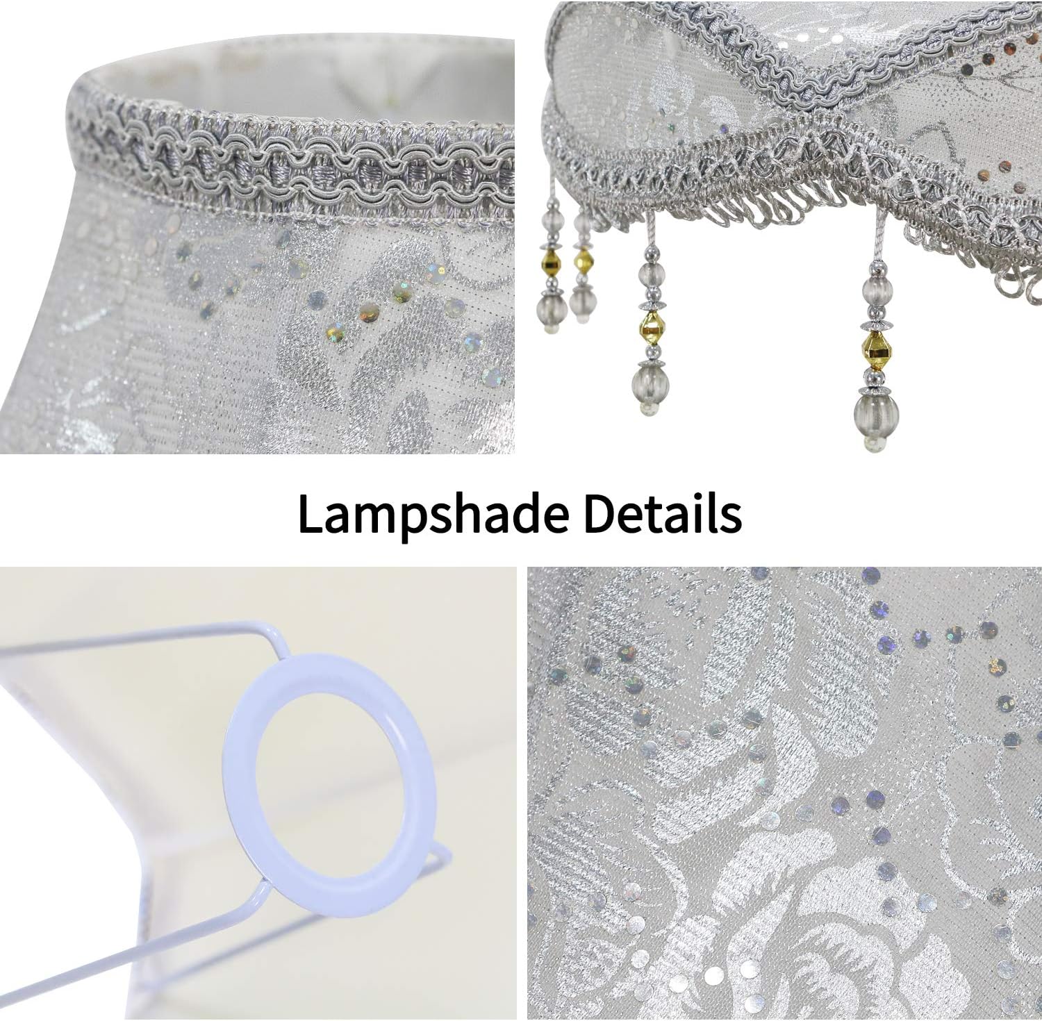 Paralume in Stile Retrò da Palazzo 45cm, Argento - immagine 6