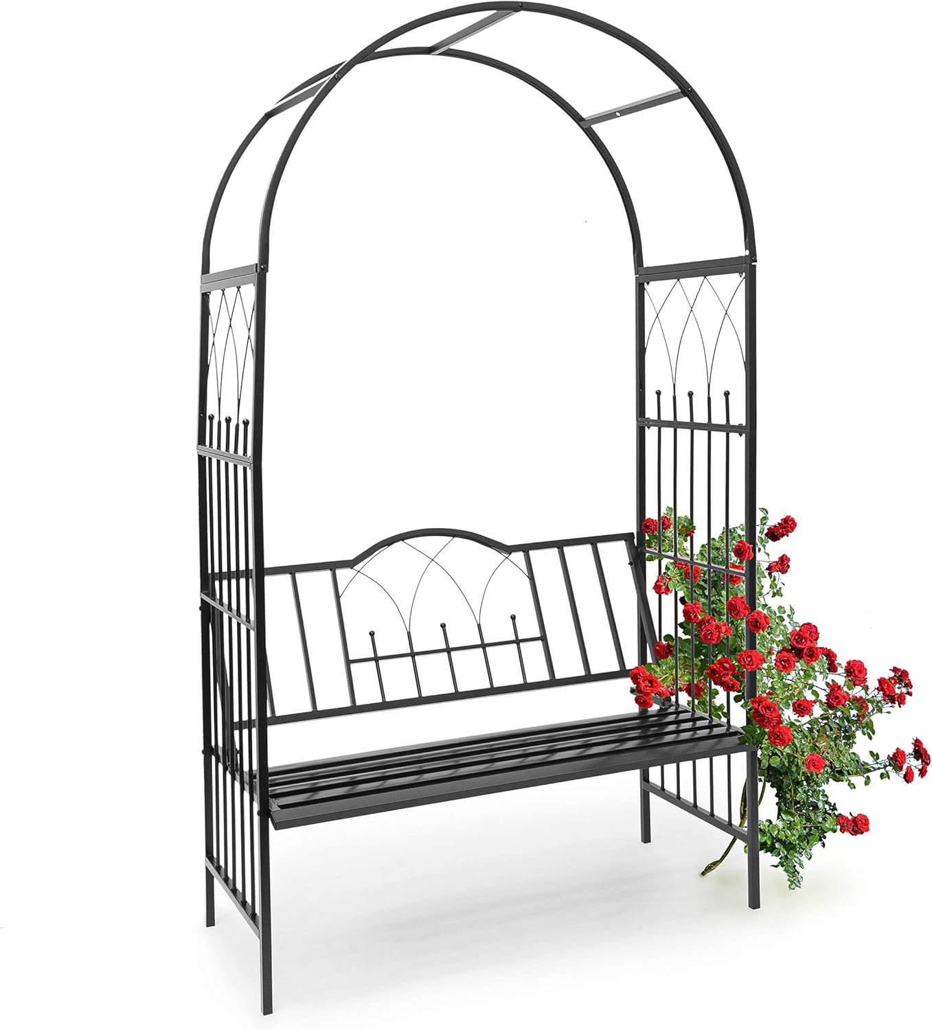 Relaxdays Arco per Rose Rampicanti con Panca, Nero