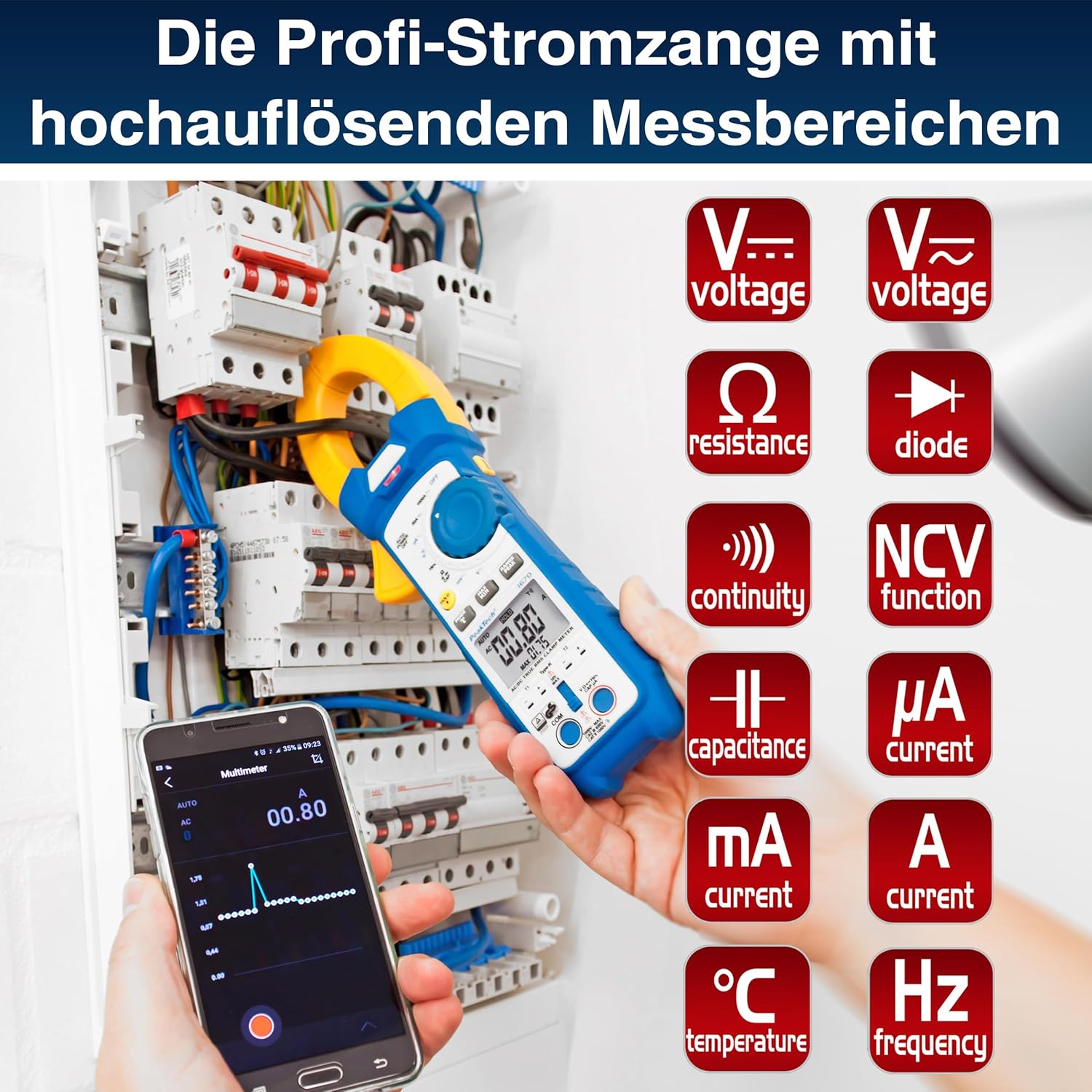 Peaktech 1670 - Pinza Amperometrica RMS con Bluetooth 4 - immagine 3