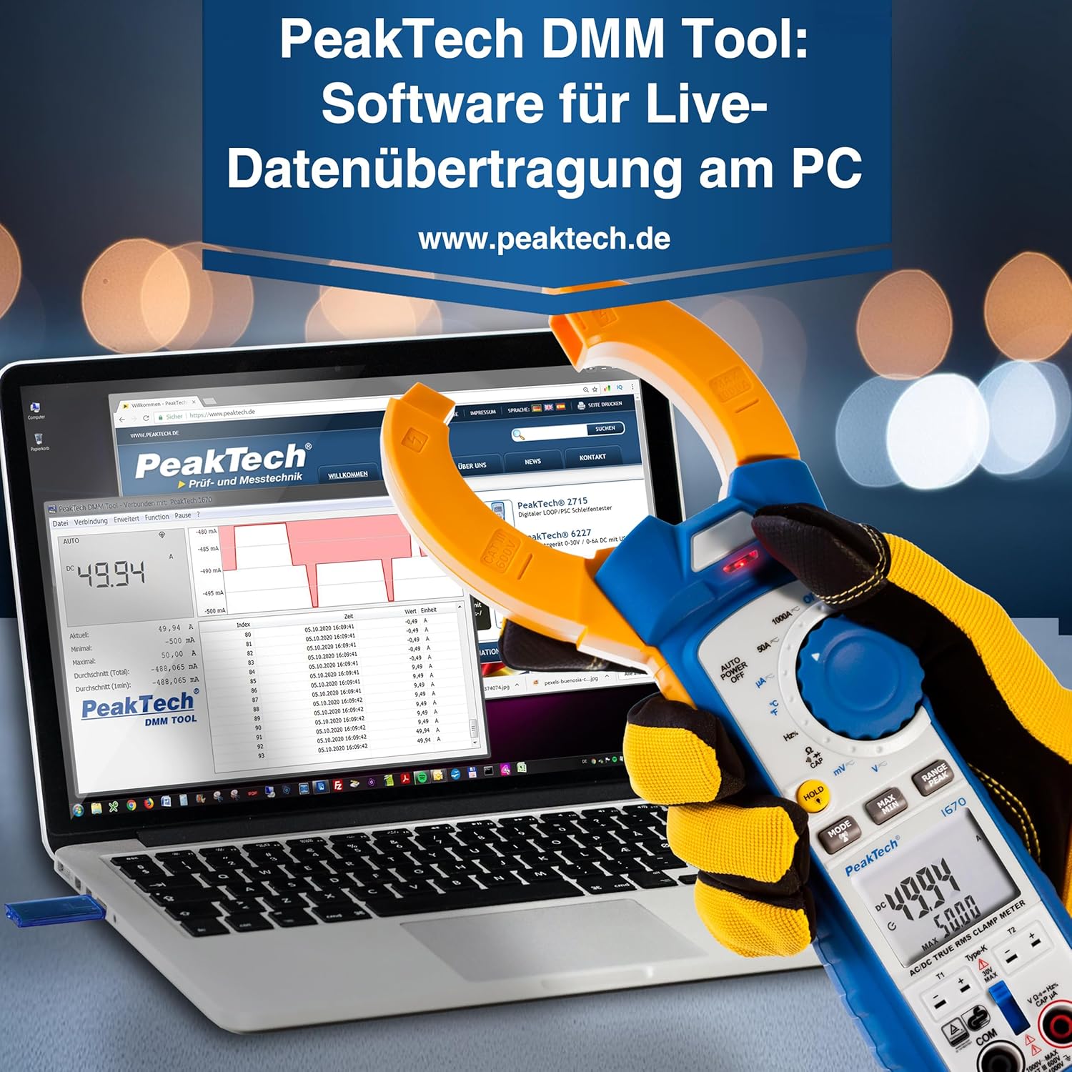 Peaktech 1670 - Pinza Amperometrica RMS con Bluetooth 4 - immagine 5