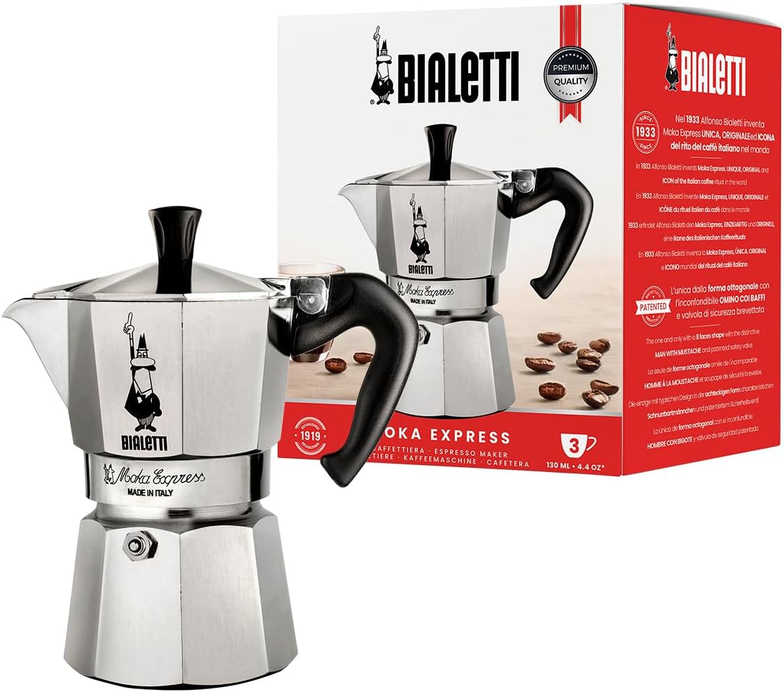 Bialetti Moka Express Caffettiera 3 Tazze, Argento - immagine 1