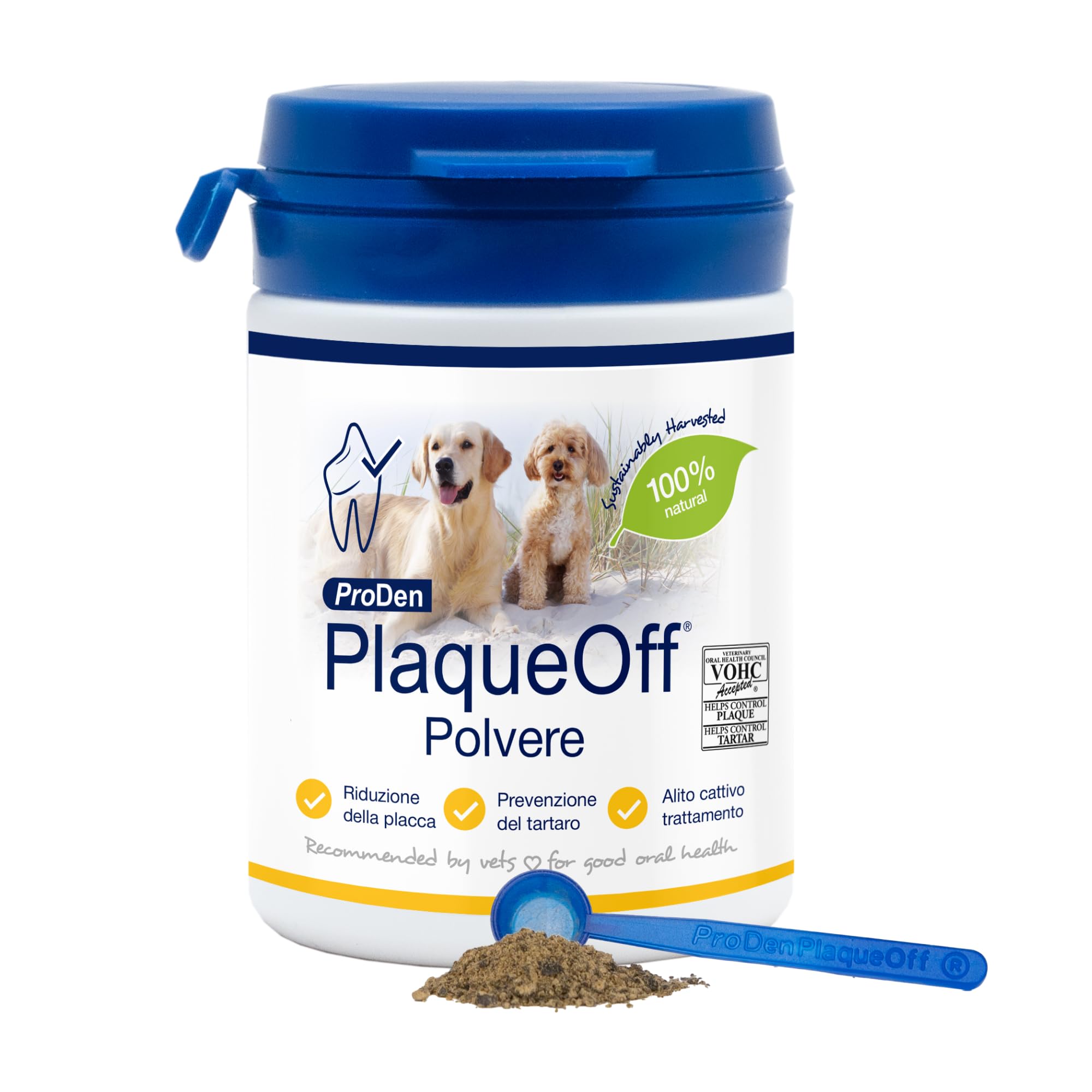 ProDen PlaqueOff 60g per Cani e Gatti – Aiuta a Ridurre Placca, Tartaro e Alito Cattivo – Pulizia Dentale 100% Naturale – Clinicamente Testato