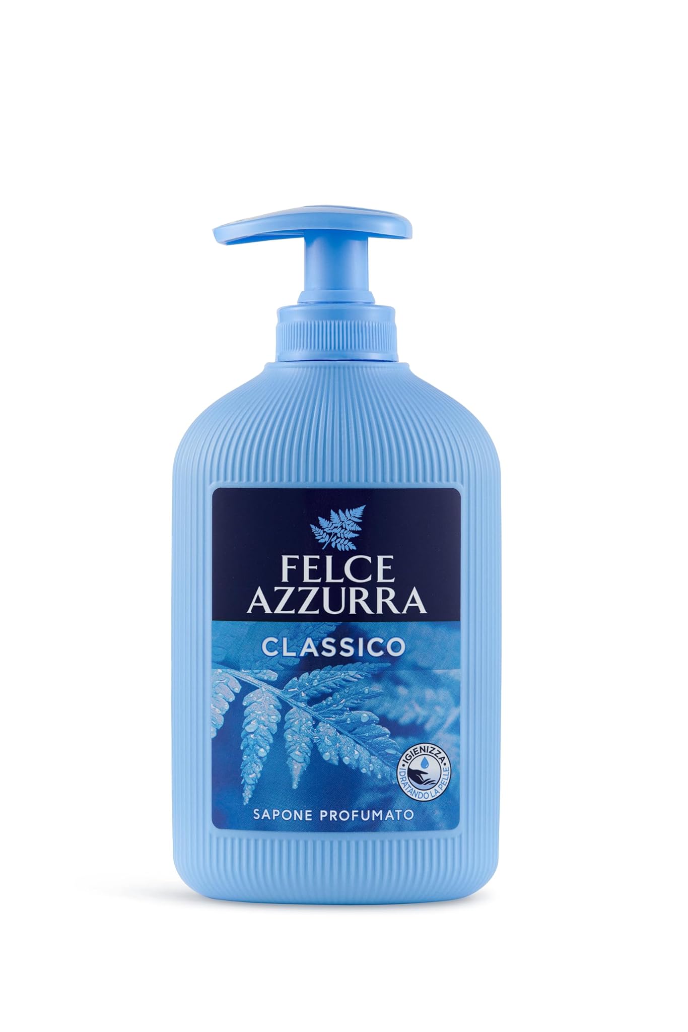 Felce Azzurra - Sapone Liquido Mani e Viso Classico Profumato, Igienizza e Idrata, Sapone Mani e Detergente Viso Gel per Igiene Quotidiana, Delicato sulla Pelle e Dermatologicamente Testato, 300 ml
