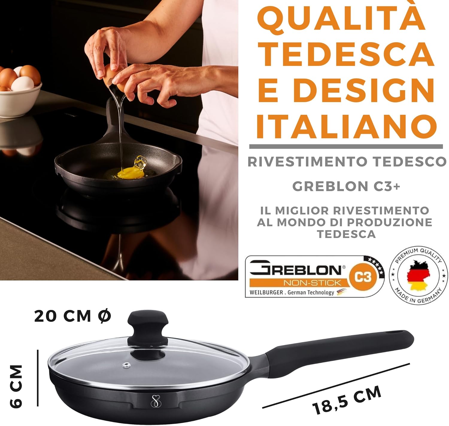 Stone&stone Padella Antiaderente 20cm Induzione/Gas - immagine 2