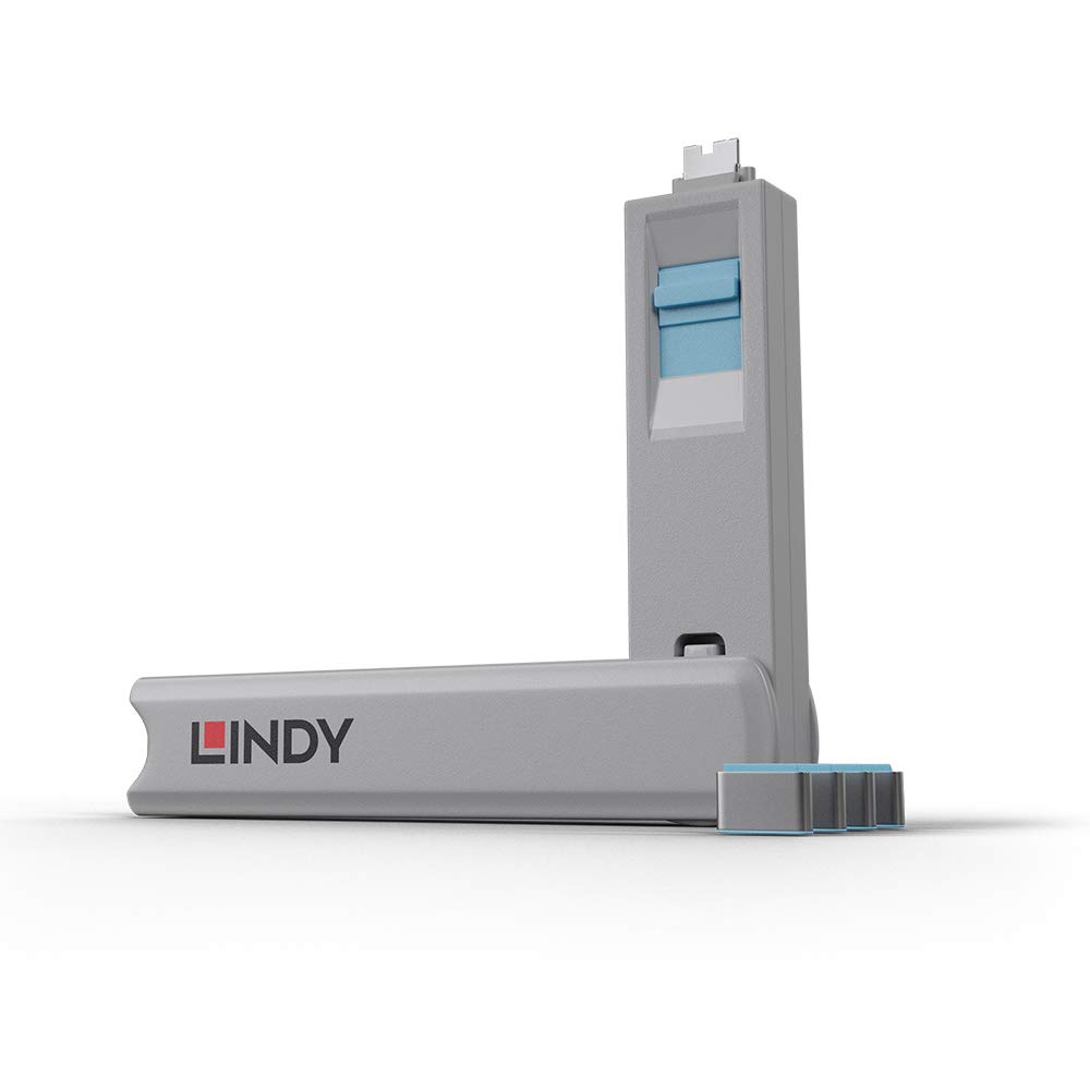 Lindy Blocca porte USB Tipo C – Chiave con 4 blocca porte, blu