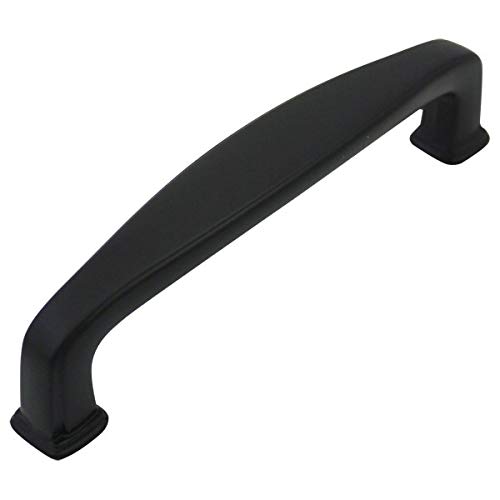 Cosmas 10 Pack 4390FB Flat Black Modern Cabinet Hardware Handle Pull - 3-1/2" Inch (89mm) Hole Centers