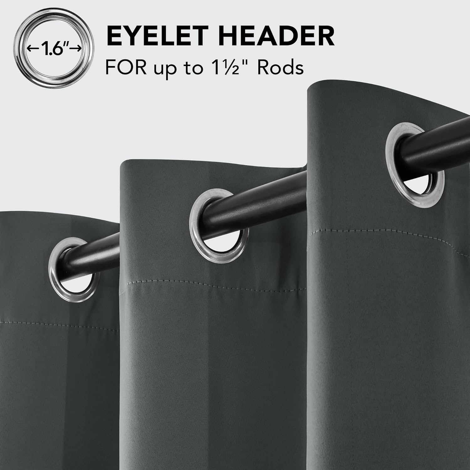 Deconovo Tende Oscuranti 2 Pezzi 140x245 CM, Grigio Scuro - immagine 6