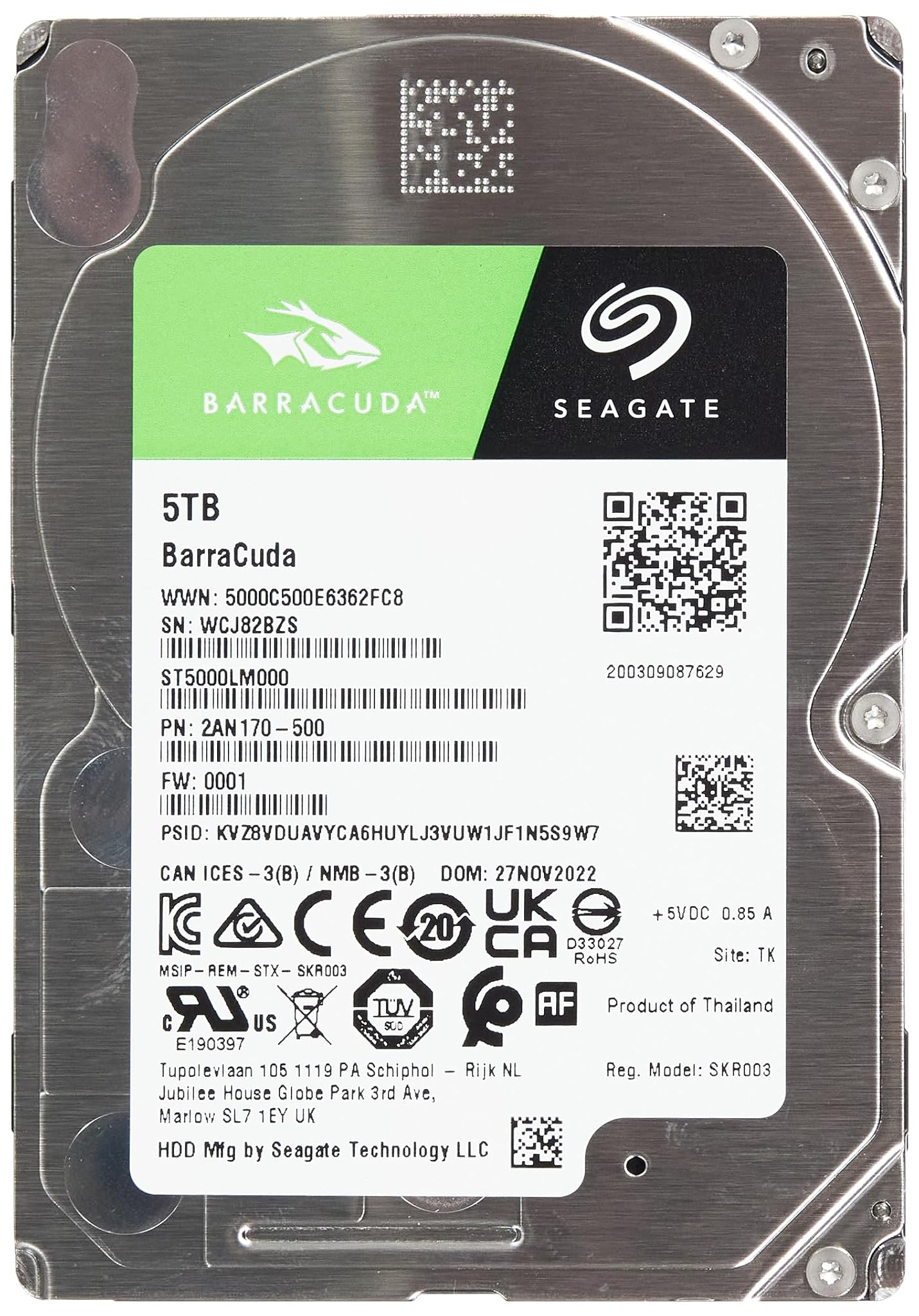 Seagate BarraCuda - Hard Disk Interno 5 TB 2.5"