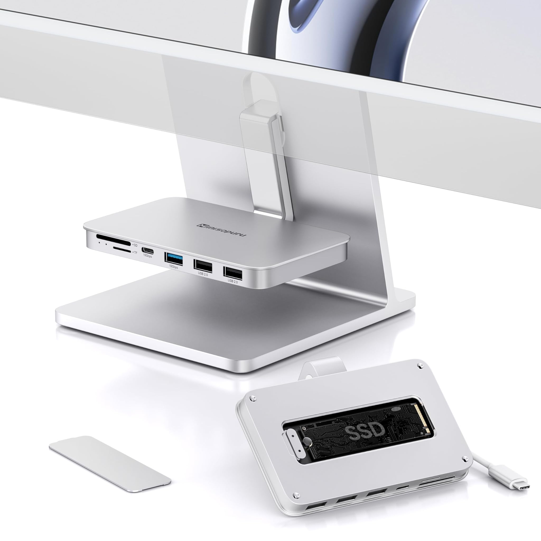 Minisopuru Hub USB per iMac 2021/2023/2024, Argento