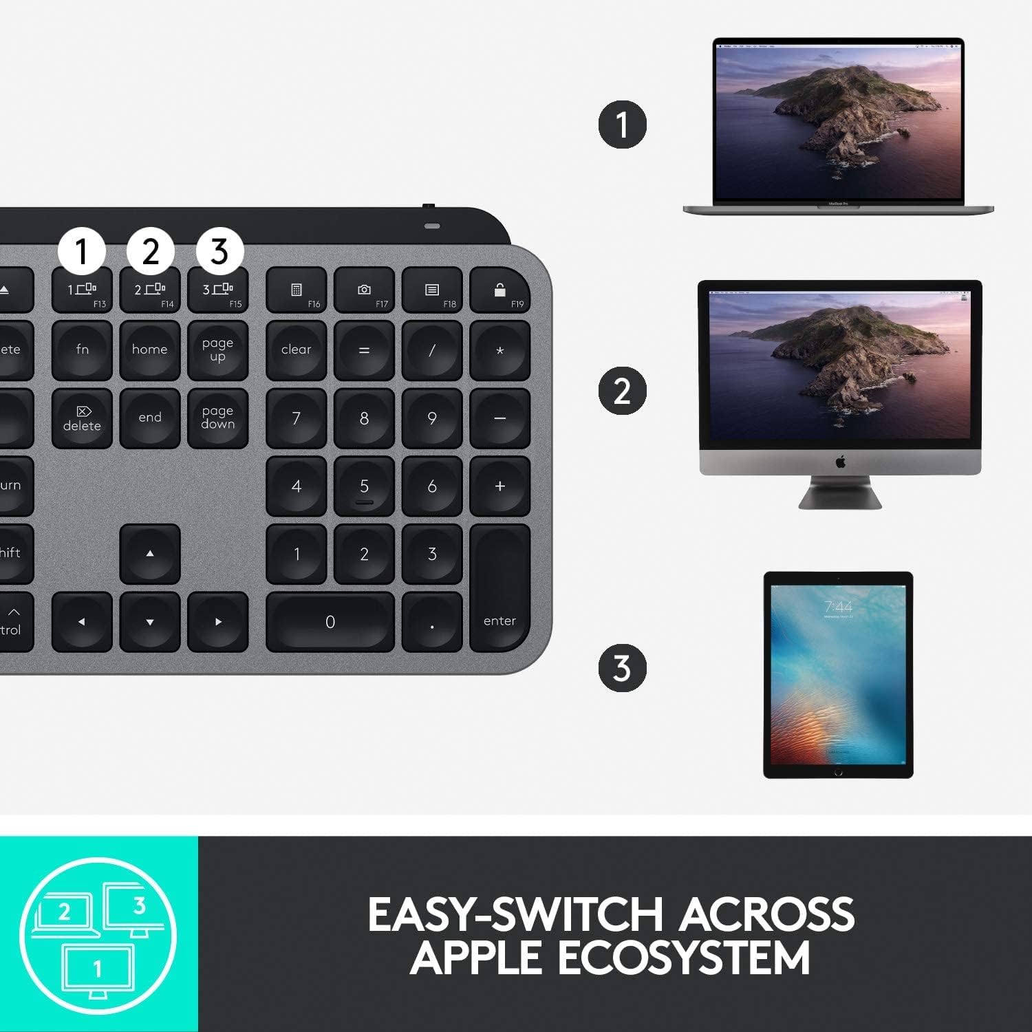 Logitech MX Keys for Mac - Tastiera Wireless Illuminata - immagine 8