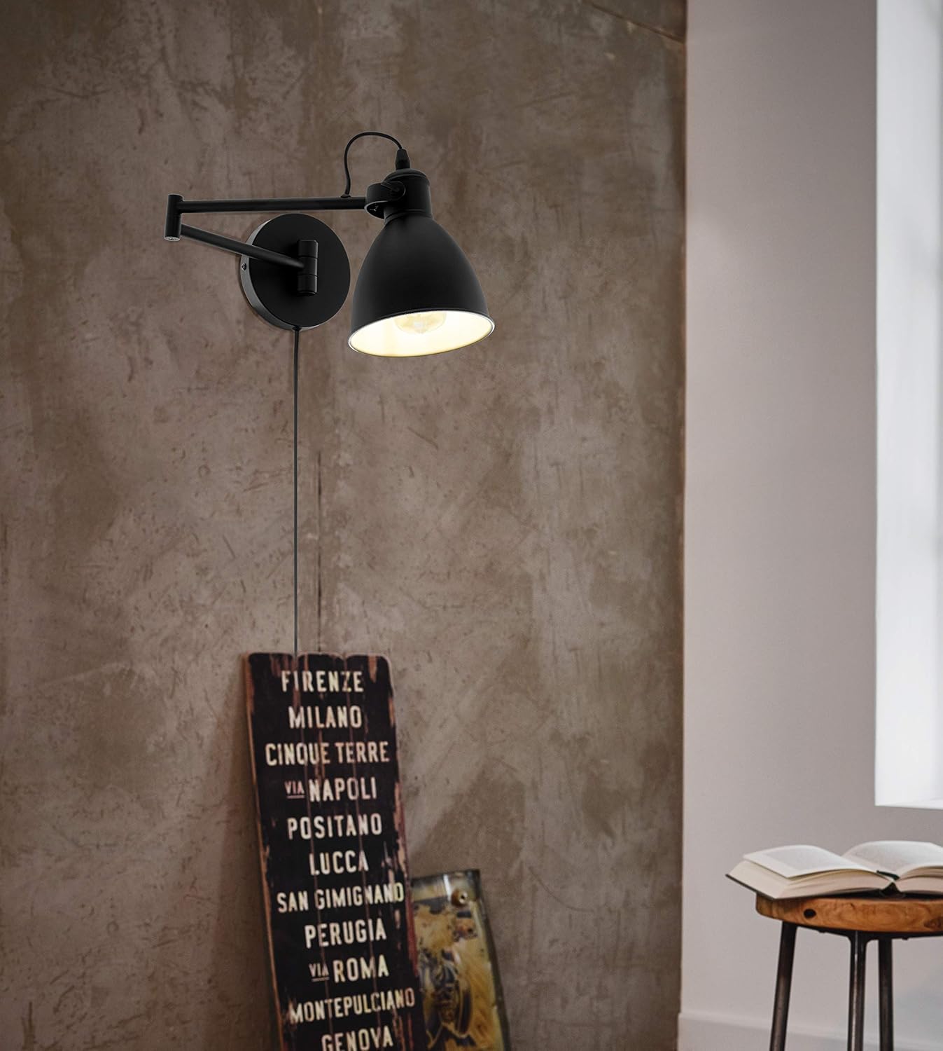 Eglo Lampada da Parete San Peri Vintage Industriale, Nera - immagine 2