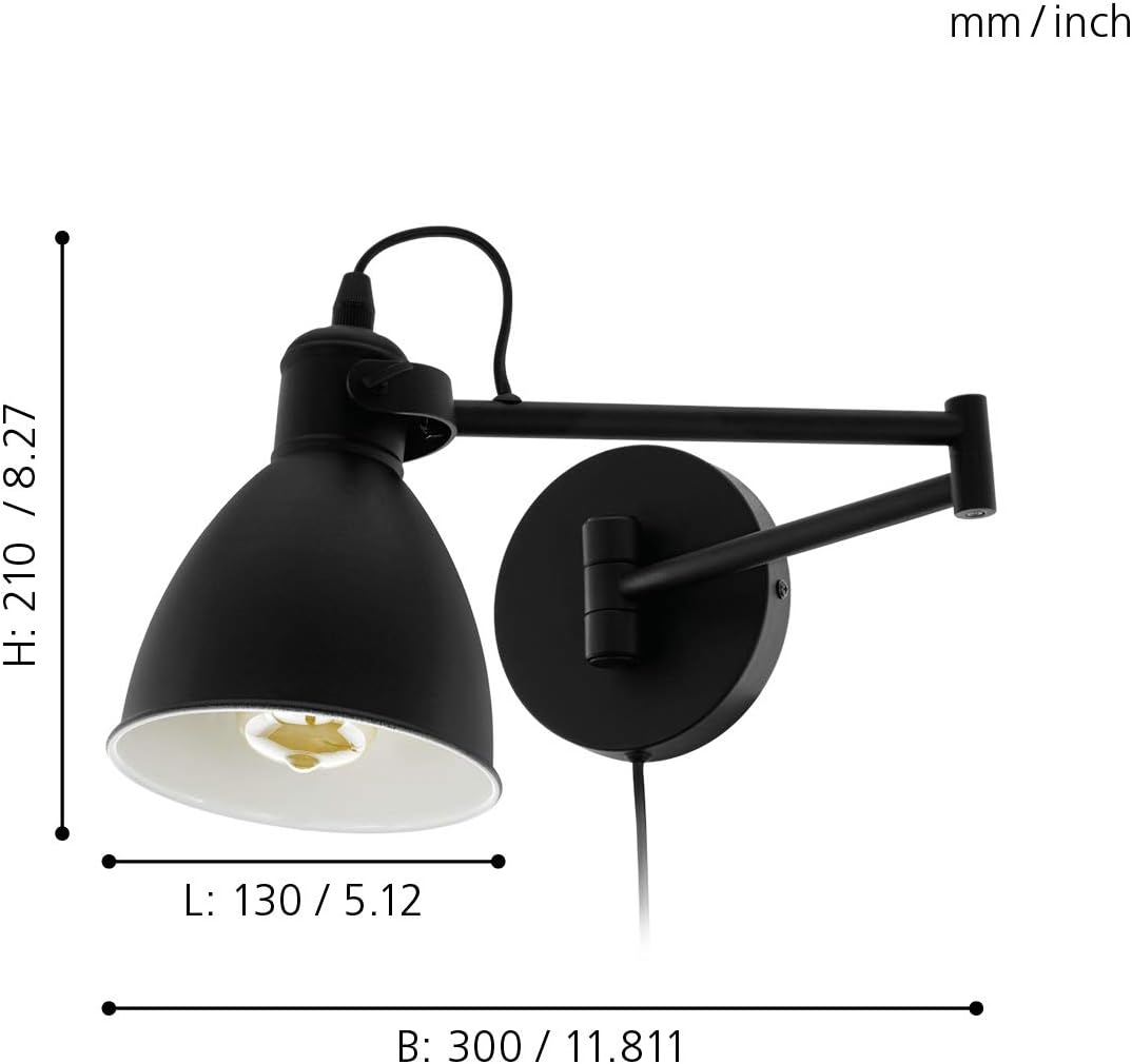 Eglo Lampada da Parete San Peri Vintage Industriale, Nera - immagine 3