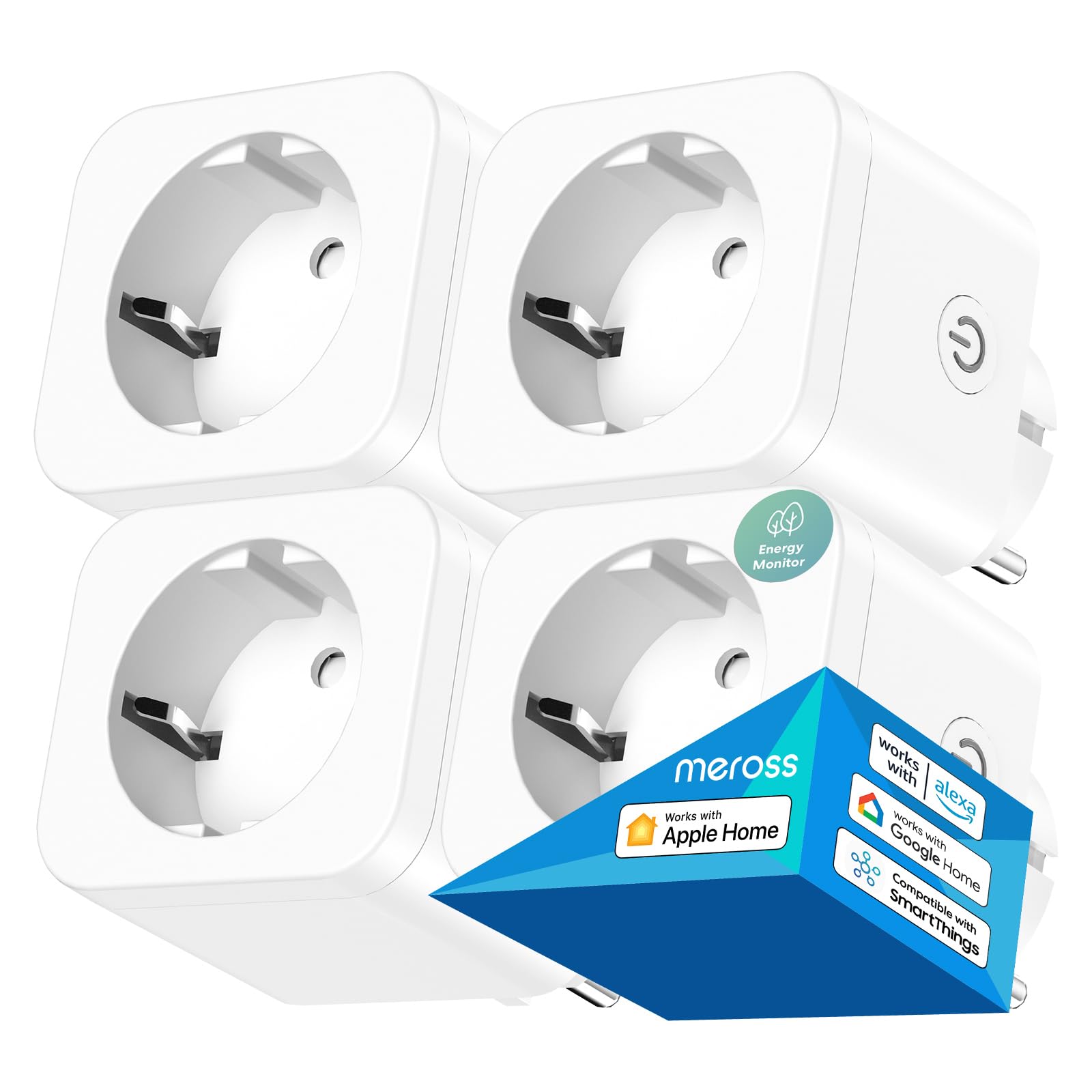 Meross Presa Smart WiFi HomeKit 16A, 4 Pezzi