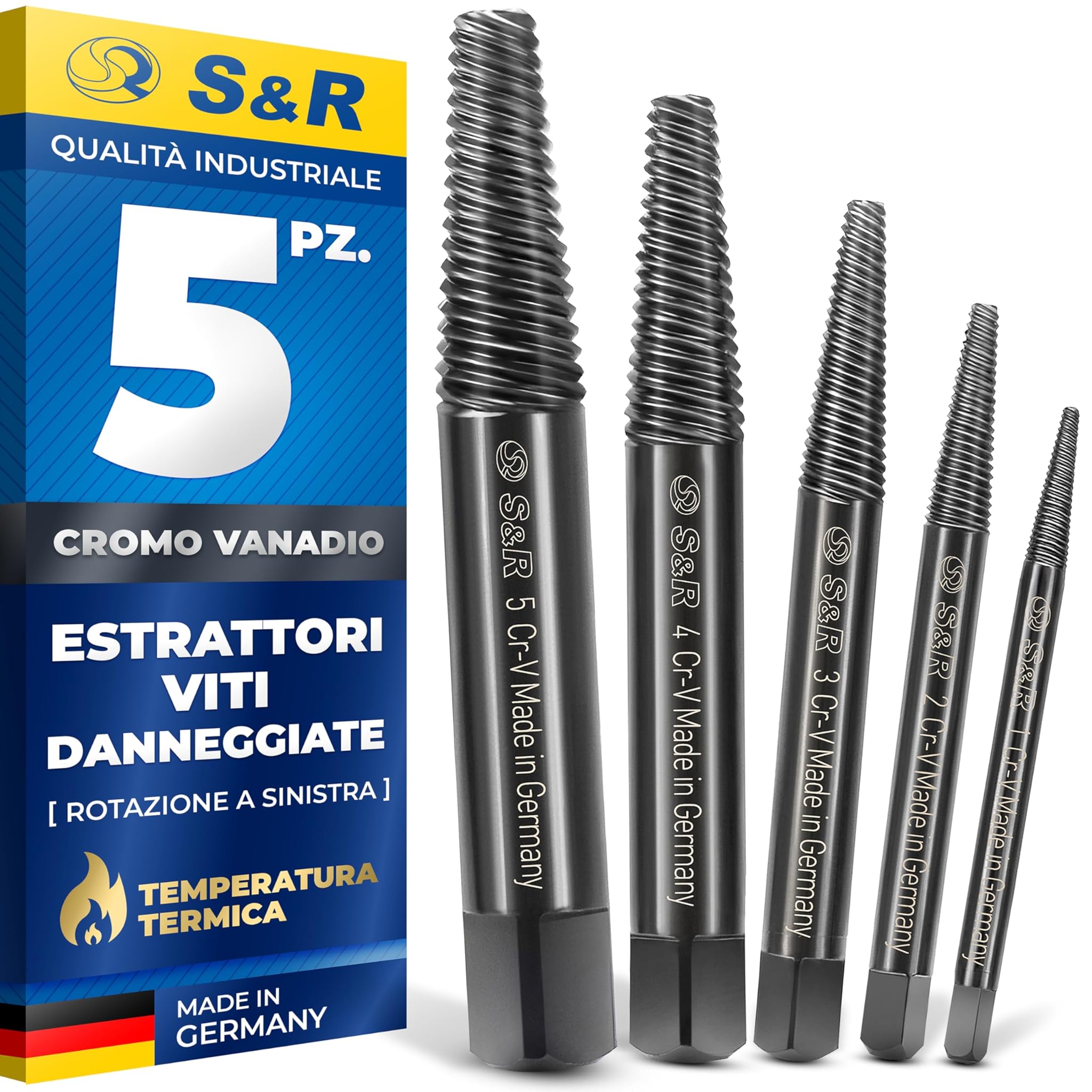 S&r Estrattore Viti Danneggiate Set 5 pz MADE IN GERMANY