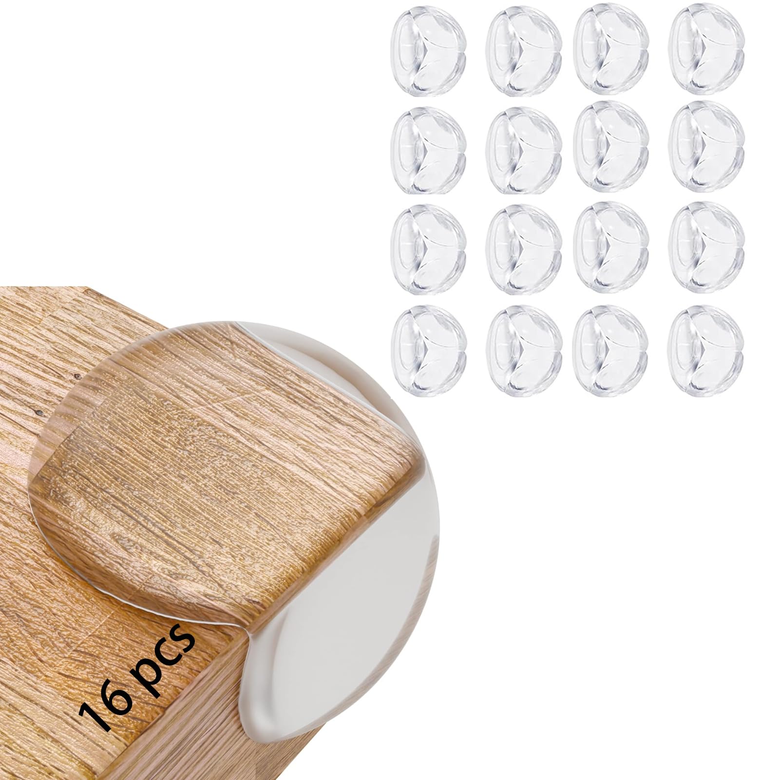 Paraspigoli Bambini 16 Pezzi Trasparenti Angolari in Gomma, Kit Sicurezza Casa, per Tavolo e Mobili