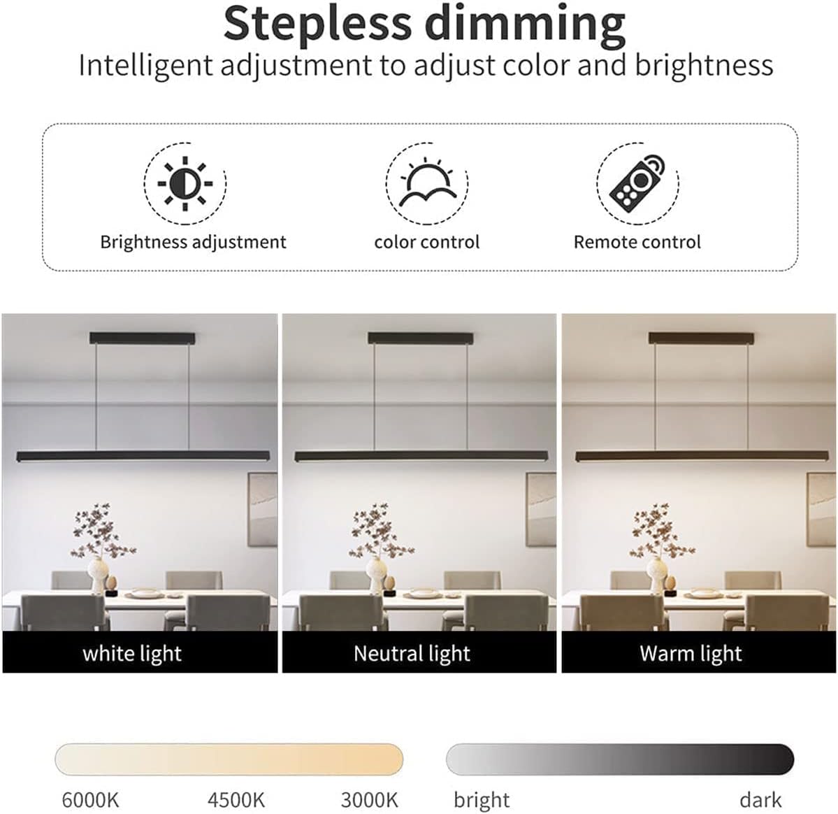 Lampada a Sospensione LED da Tavolo da Pranzo 80cm, Nera - immagine 2