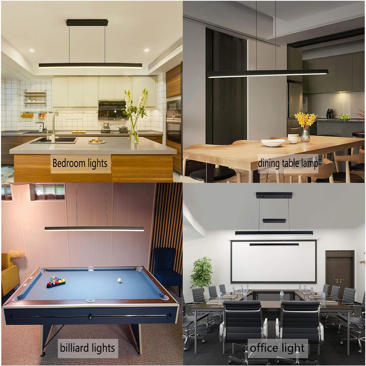 Lampada a Sospensione LED da Tavolo da Pranzo 80cm, Nera - immagine 3