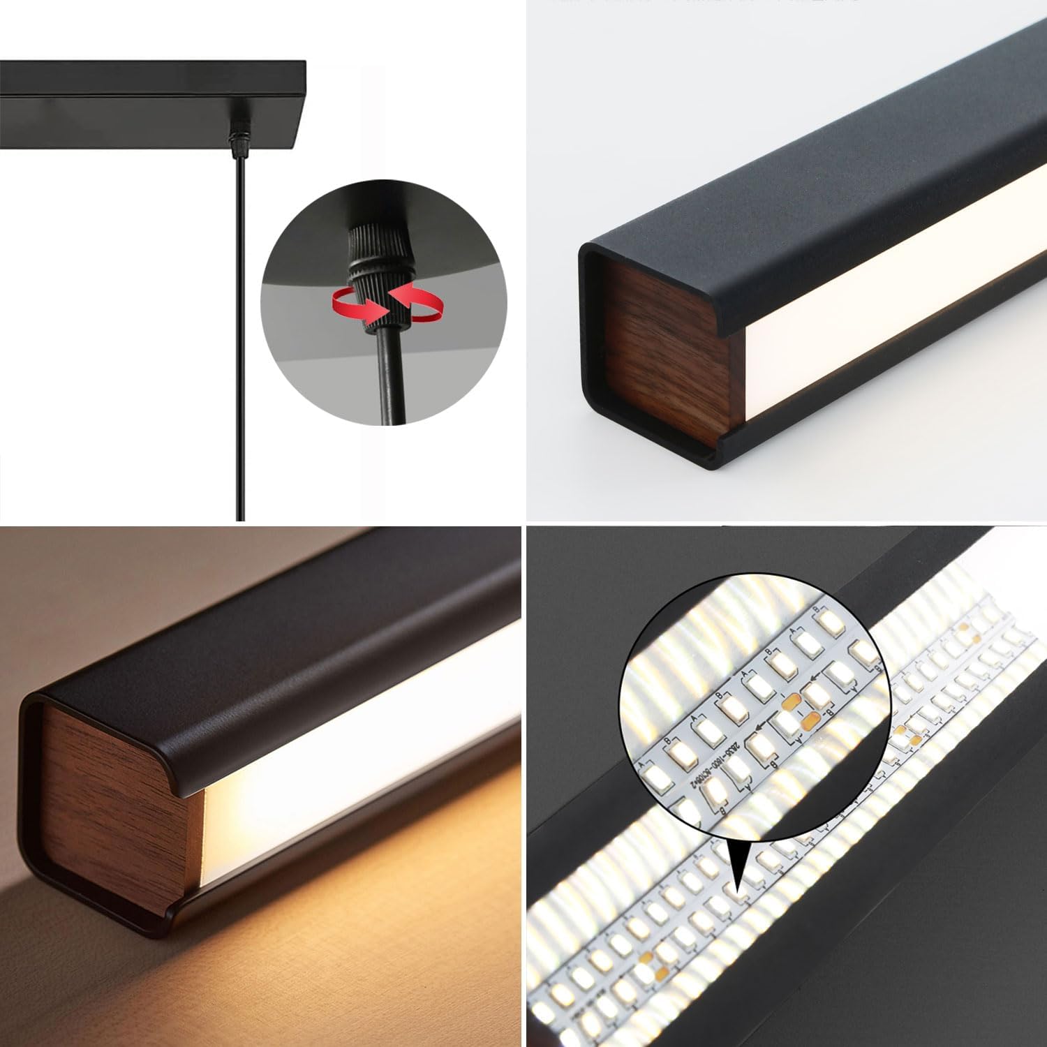 Lampada a Sospensione LED da Tavolo da Pranzo 80cm, Nera - immagine 6