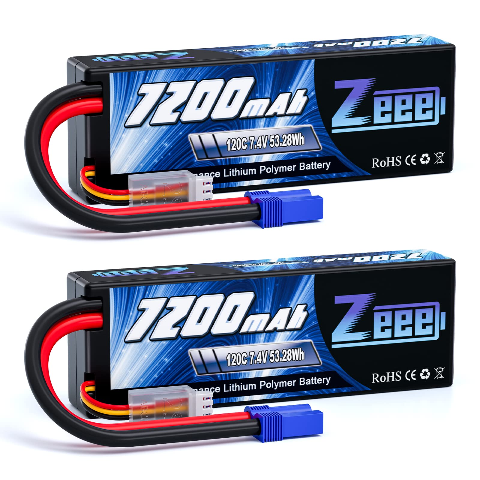 Zeee 2S Lipo 7200mAh 7.4V 120C con spina EC5 (2pcs)