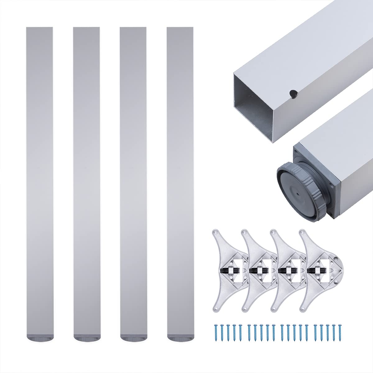 Sossai® exklusiv - Gambe Tavolo Alluminio 110cm, Set 4 pz