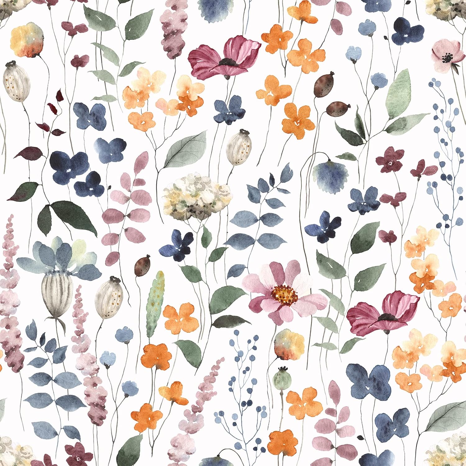 Veelike Carta da Parati Foglie Bianco 44,5cm x 900cm