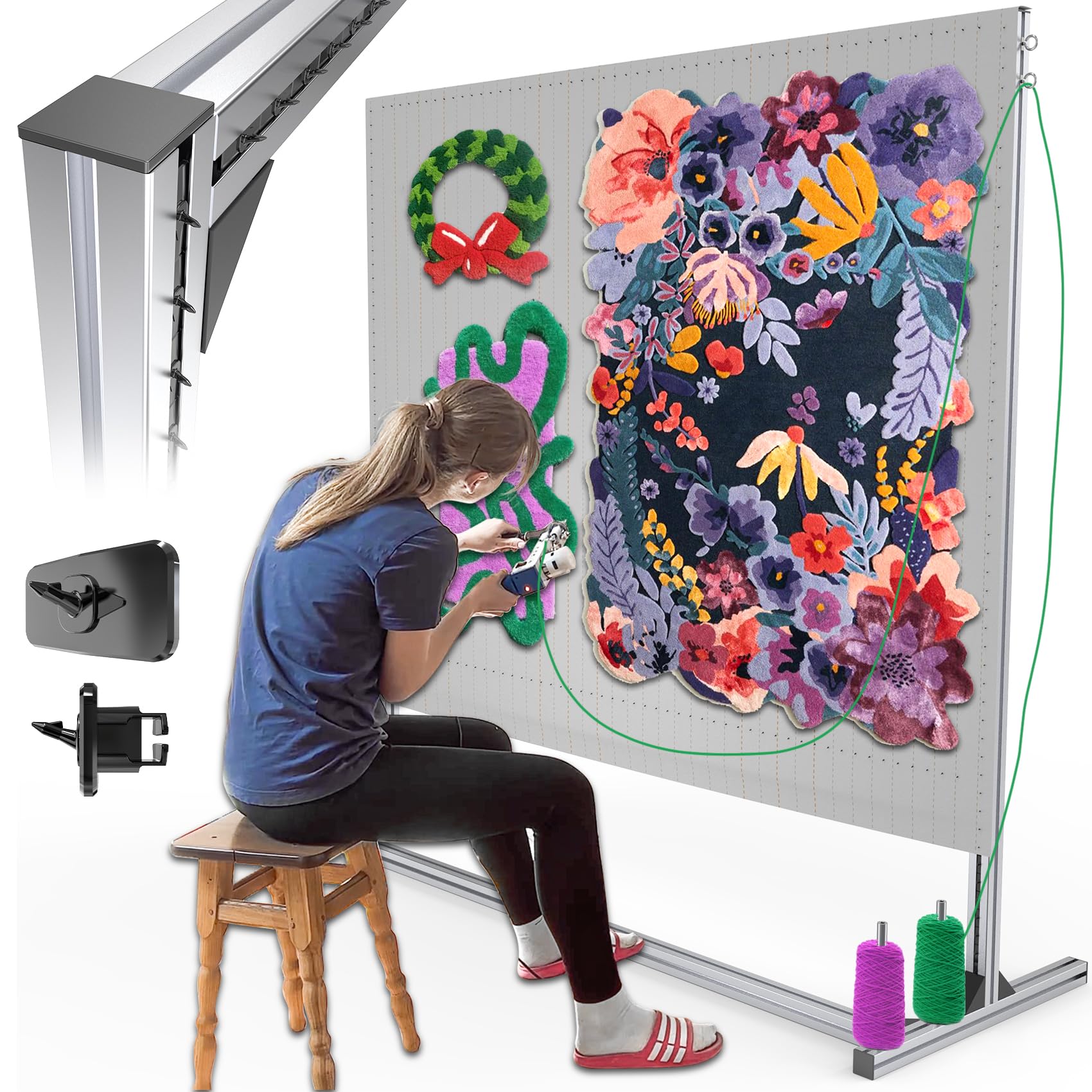 Telaio Tufting 160cm per Tappeti in Alluminio e Metallo