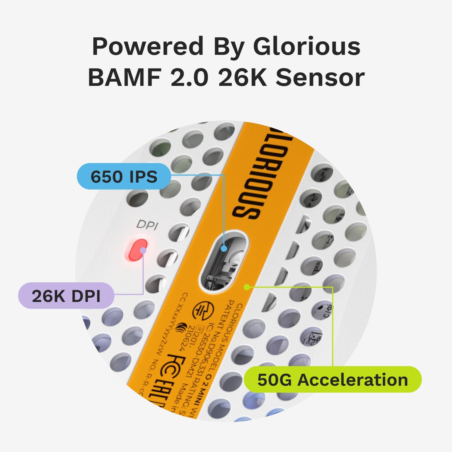 Glorious Gaming Model O 2 Mini Wired Gaming Mouse, Bianco - immagine 6