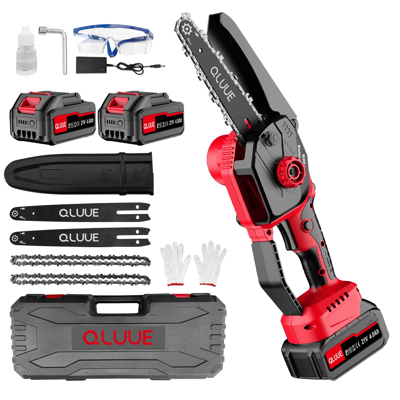 Qluue Mini Motosega 6 Pollici con 2 Batterie