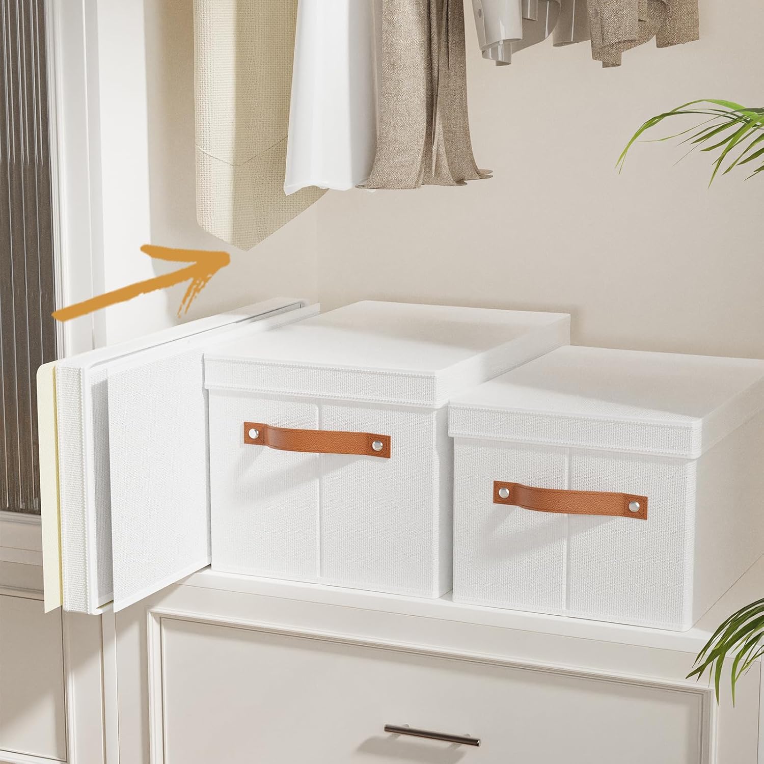 5 Contenitori Salvaspazio per Armadio con Coperchio, Bianco - immagine 6